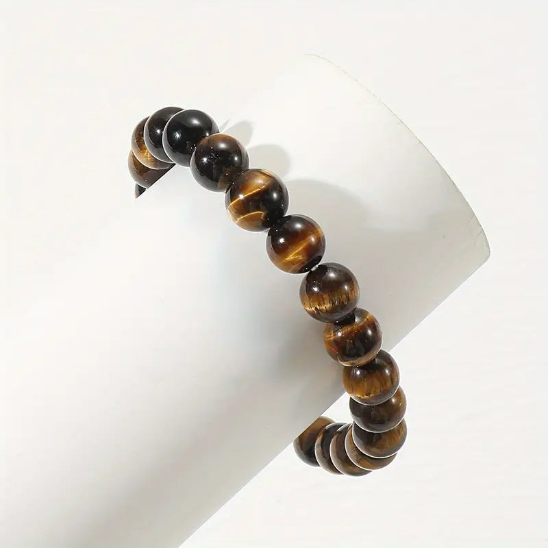 Bracelet - Tiger's Eye - Natural gem crystal rare stone round beads - men's and women's same style