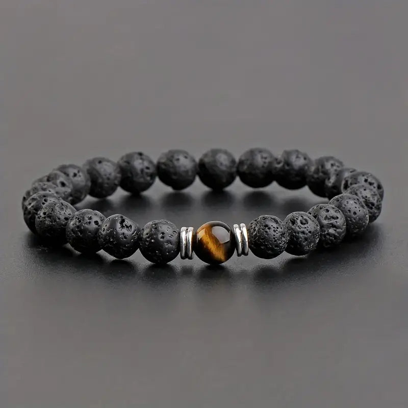 Bracelet - Men's Lava Stone Can Drop Essential Oil Bead Bracelet