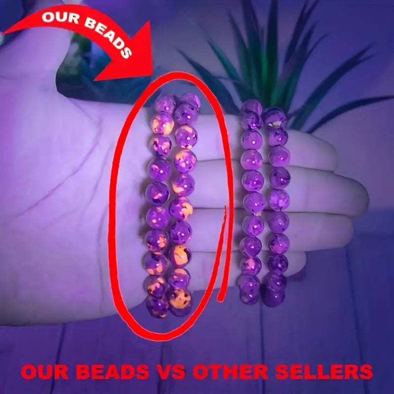 Bracelet - 10mm Natural Yooperlite UV Glow Stone Bracelet Flame Stone