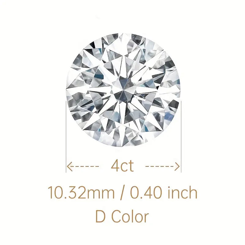 Moissanite diamond - 4CT White 10.32mm GH Color Round Brilliant Cut Clarity VVS1 Excellent Cut Test Positive Loose Gemstone - With A GRA Certificate