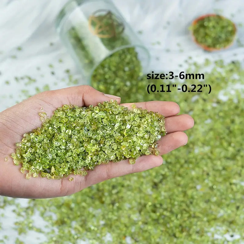 Rough Peridot Natural Crushed Stones Crystals Interior Decorative Gemstones - 3-6mm - 250Ct.