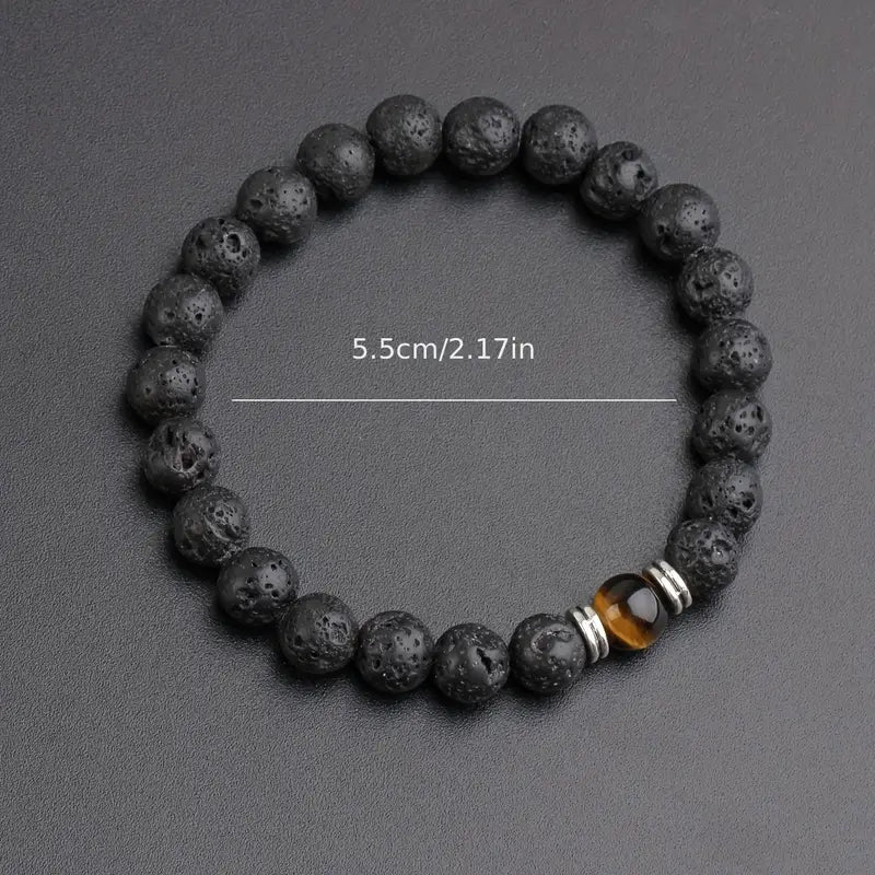 Bracelet - Men's Lava Stone Can Drop Essential Oil Bead Bracelet