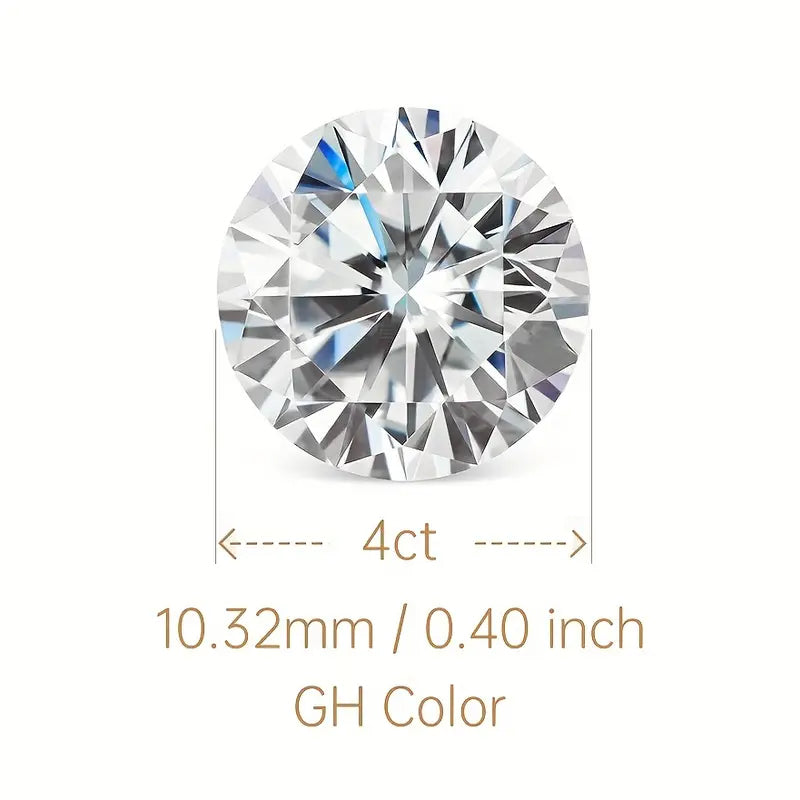 Moissanite diamond - 4CT White 10.32mm GH Color Round Brilliant Cut Clarity VVS1 Excellent Cut Test Positive Loose Gemstone - With A GRA Certificate