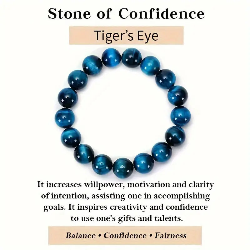 Bracelet - 8mm natural AAAA high-quality blue tiger eye stone beaded