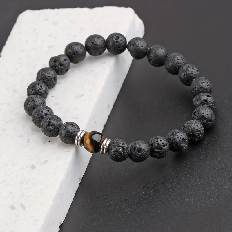 Bracelet - Men's Lava Stone Can Drop Essential Oil Bead Bracelet