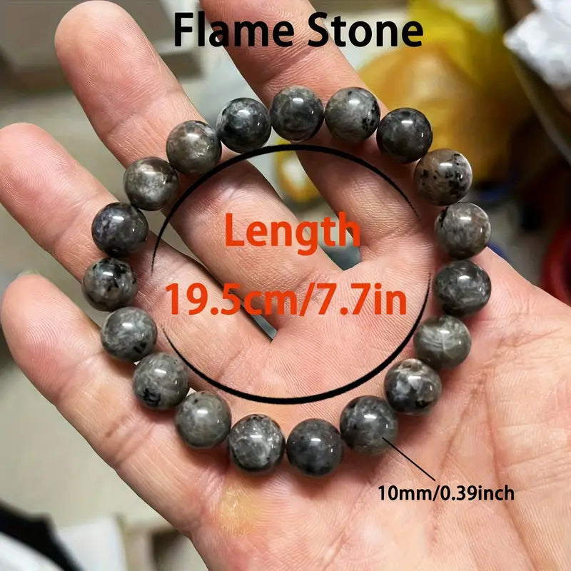 Bracelet - 10mm Natural Yooperlite UV Glow Stone Bracelet Flame Stone