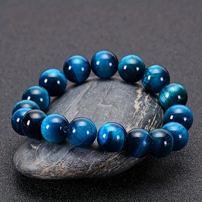 Bracelet - 8mm natural AAAA high-quality blue tiger eye stone beaded