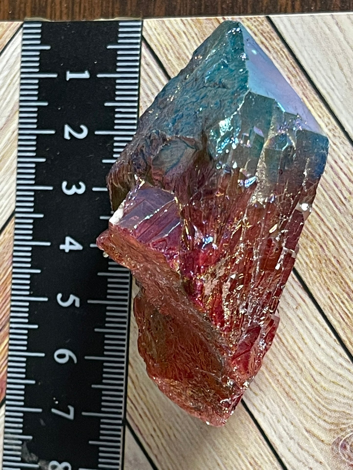 Aura Titanium Plated Rainbow Natural Quartz Crystal Point Blue Red - 349.05Ct