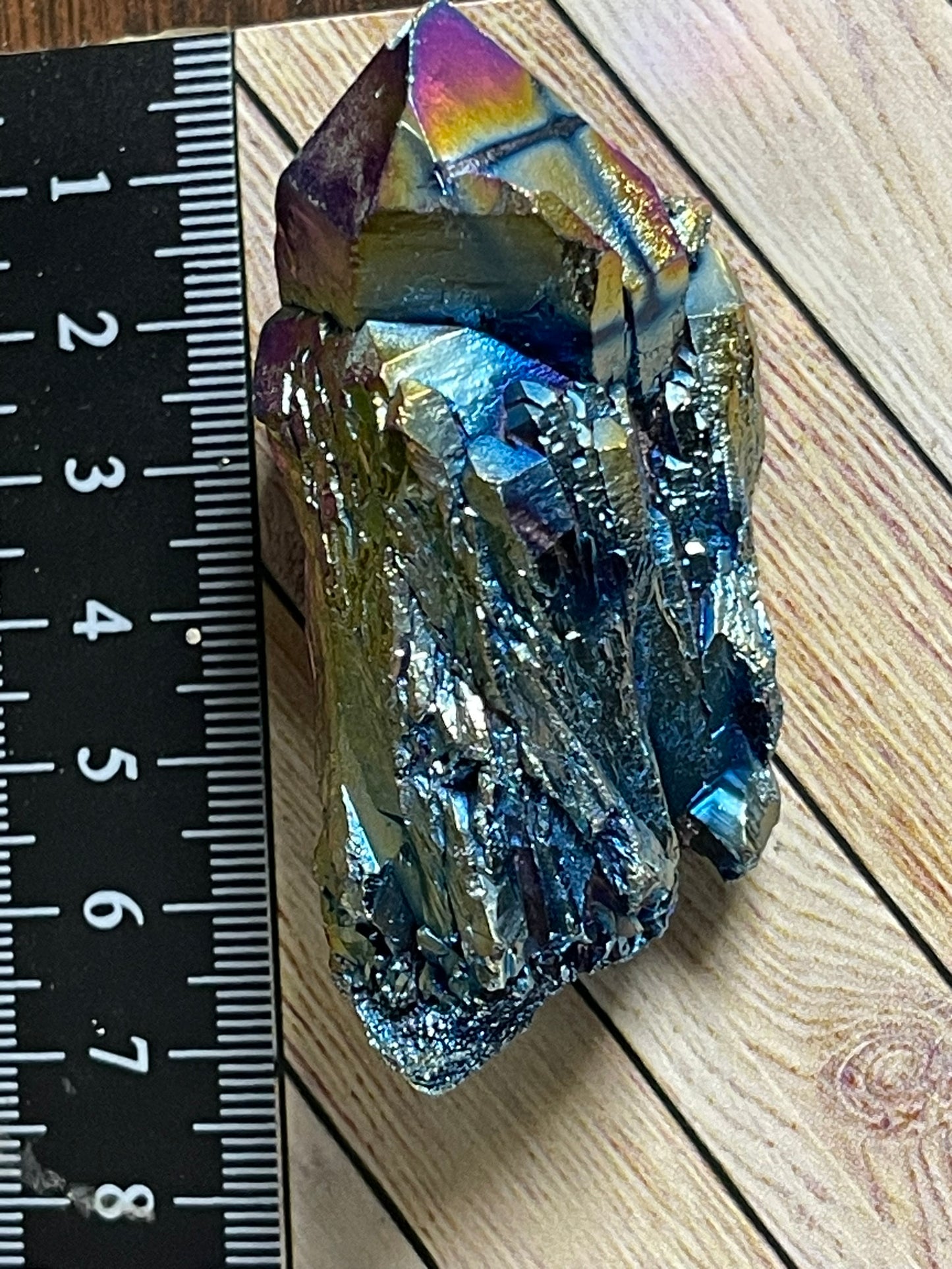 Aura Titanium Plated Natural Quartz Crystal Point Rainbow - 327.75Ct