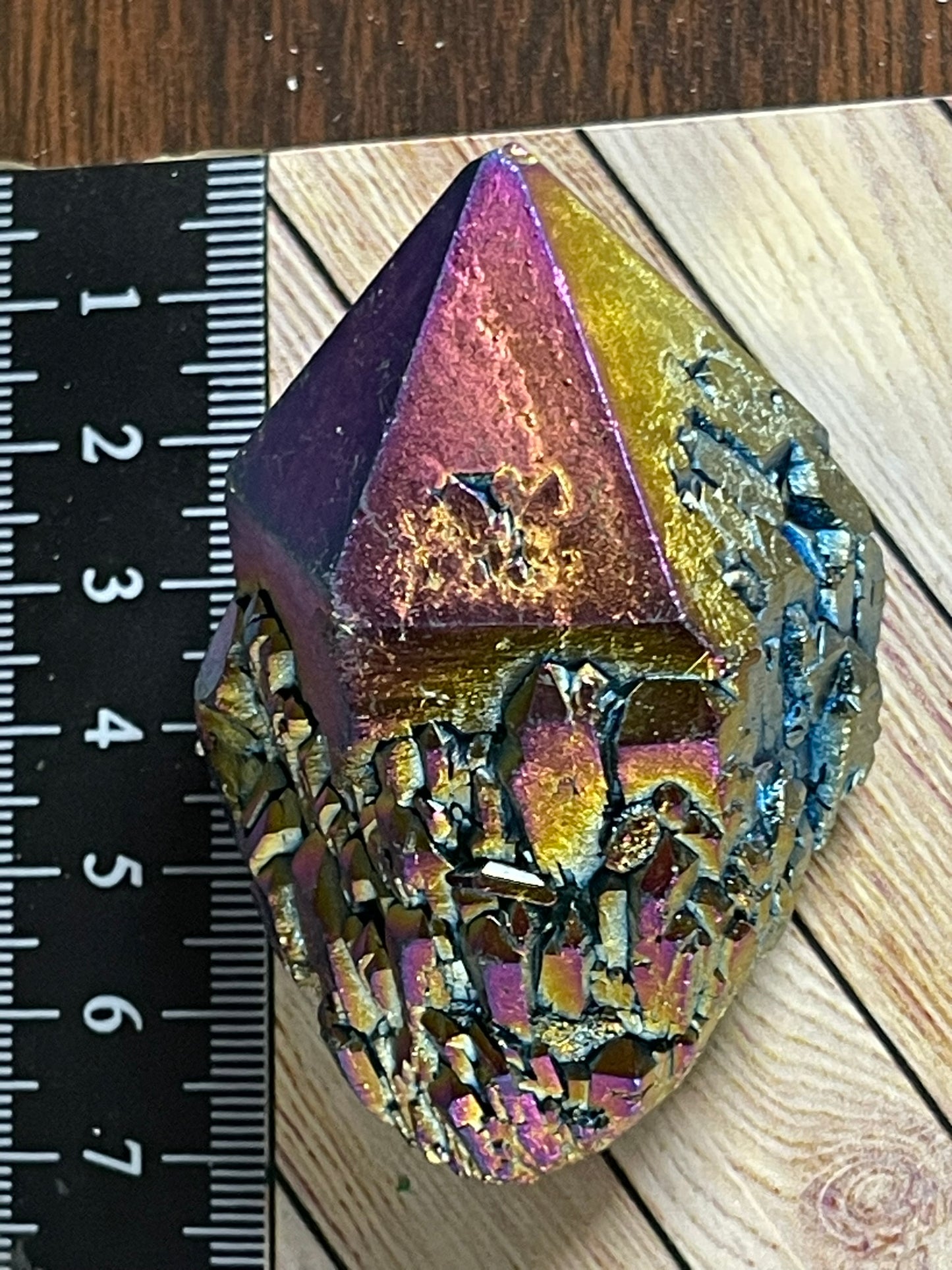 Aura Titanium Plated Natural Quartz Crystal Point Rainbow - 480.10Ct