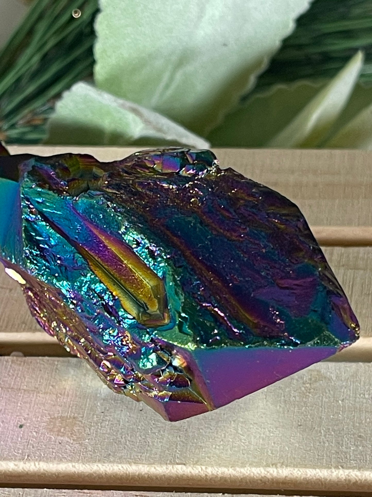 Aura Titanium Plated Natural Quartz Crystal Point Rainbow - 468.60Ct