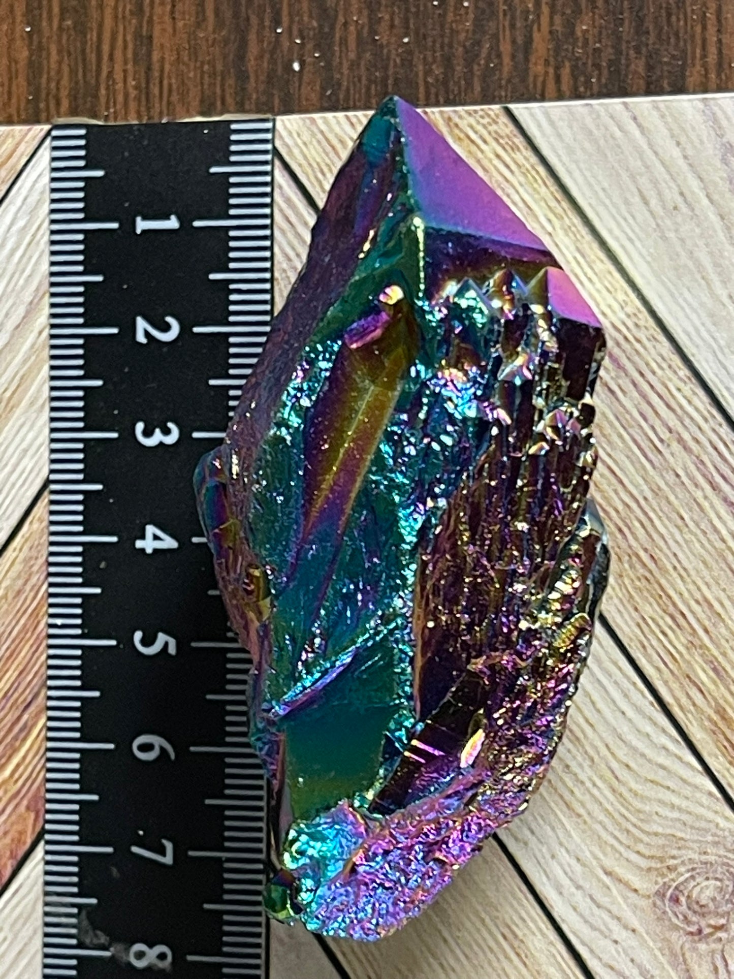 Aura Titanium Plated Natural Quartz Crystal Point Rainbow - 468.60Ct