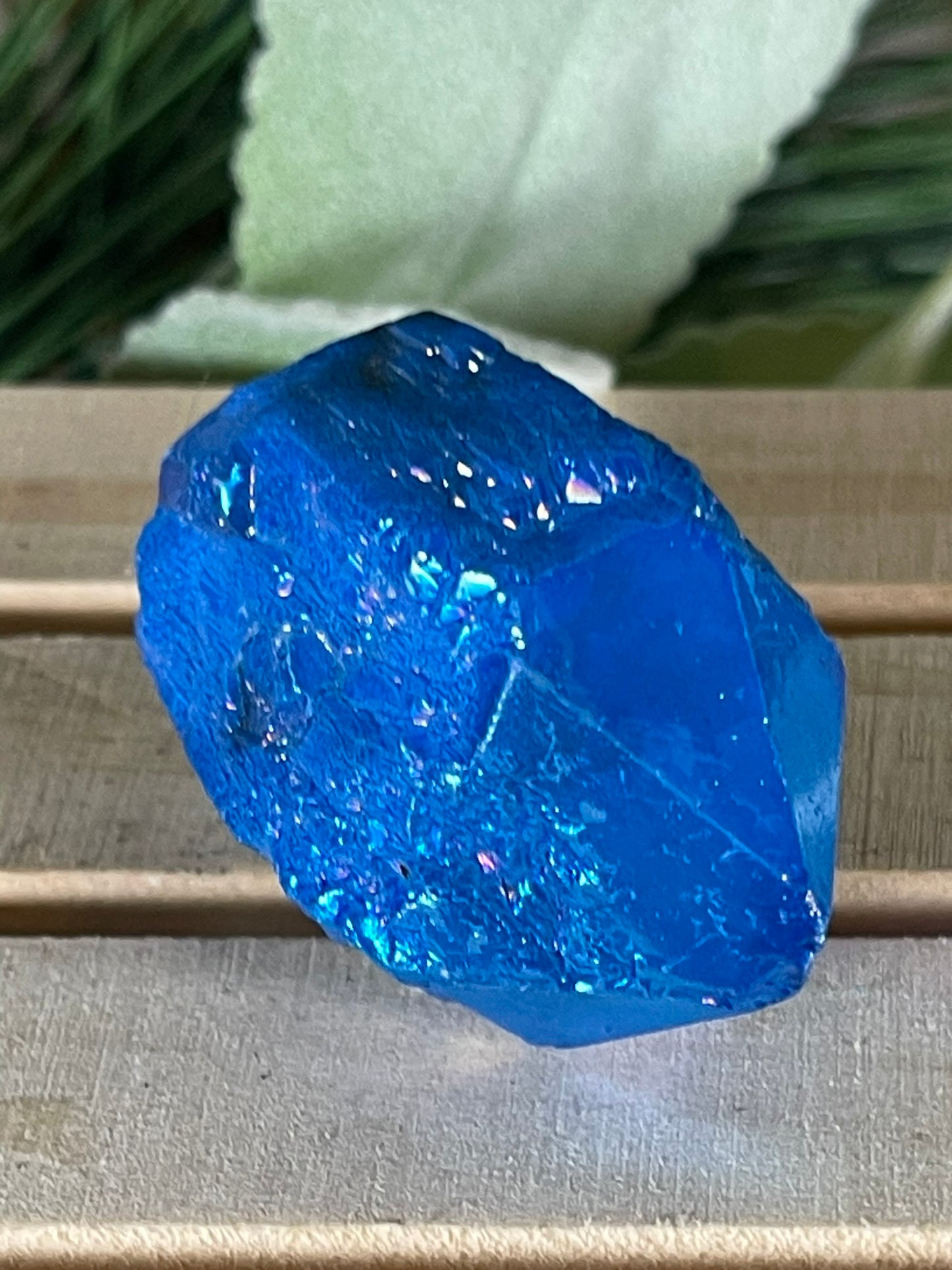 Aura Titanium Plated Natural Quartz Crystal Point Rainbow Blue - 247.50Ct