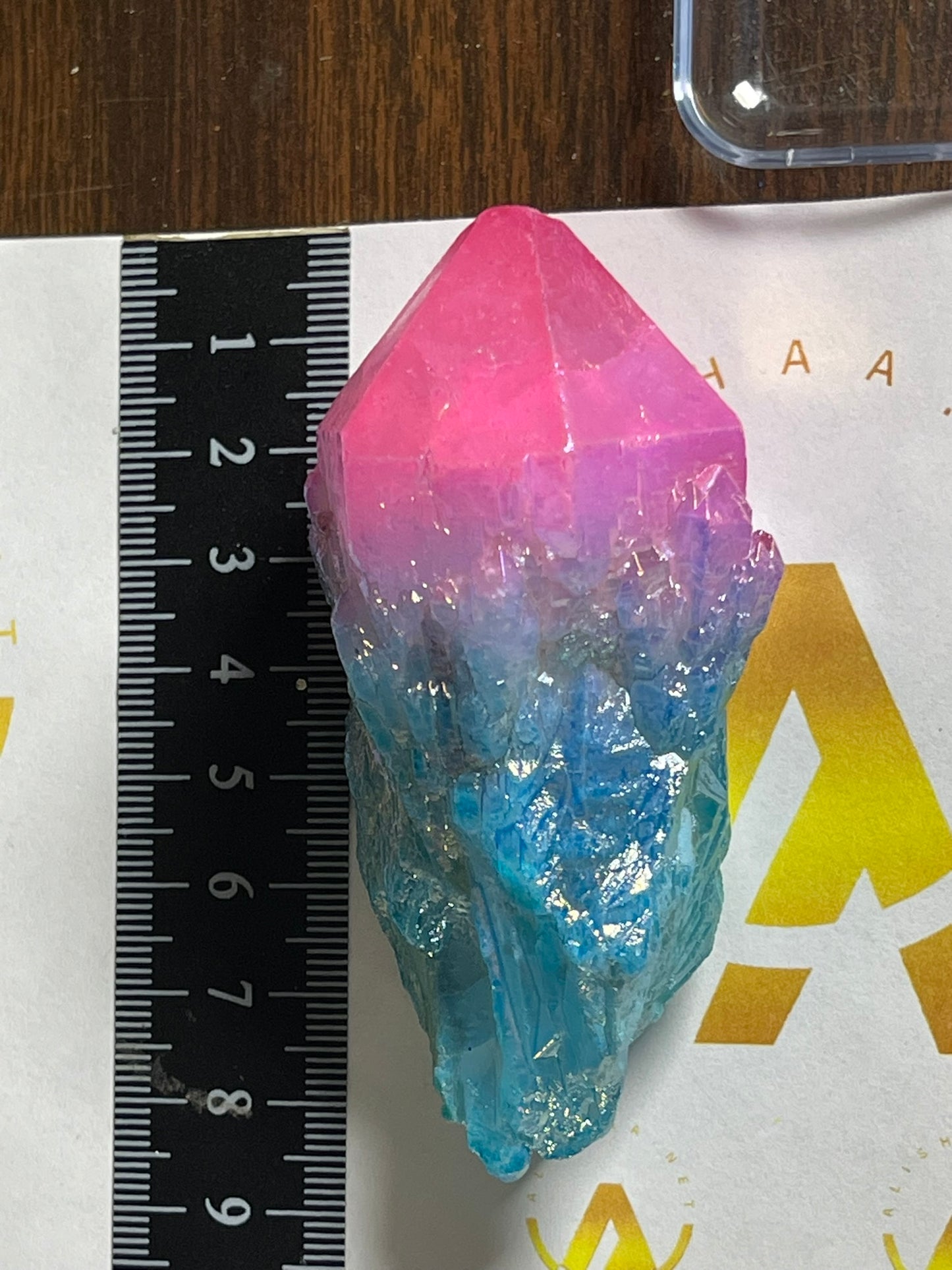 Aura Titanium Plated Natural Quartz Crystal Point Rainbow Pink Blue - 544.10Ct