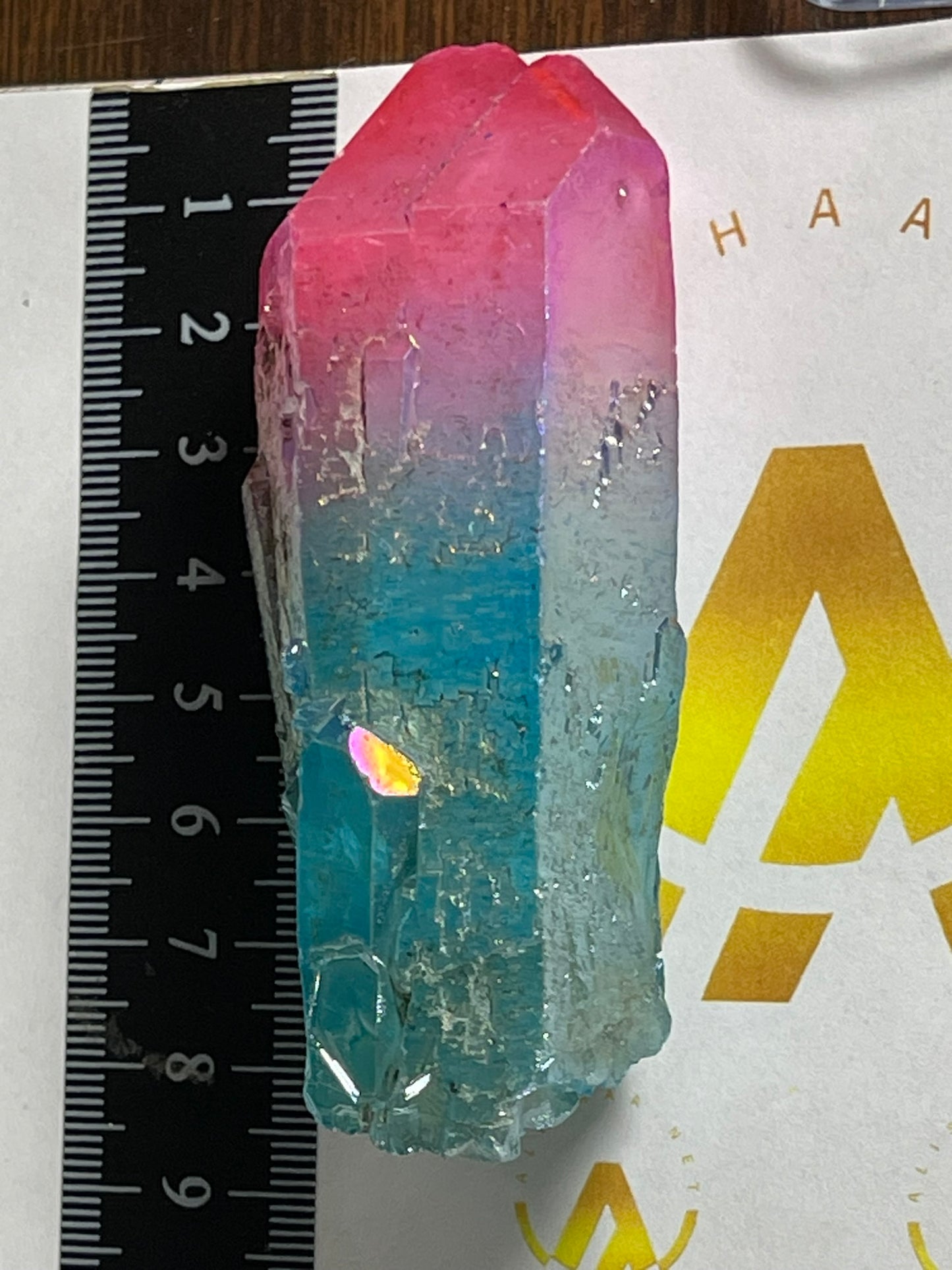 Aura Titanium Plated Natural Quartz Crystal Point Rainbow Pink Blue - 570.05Ct