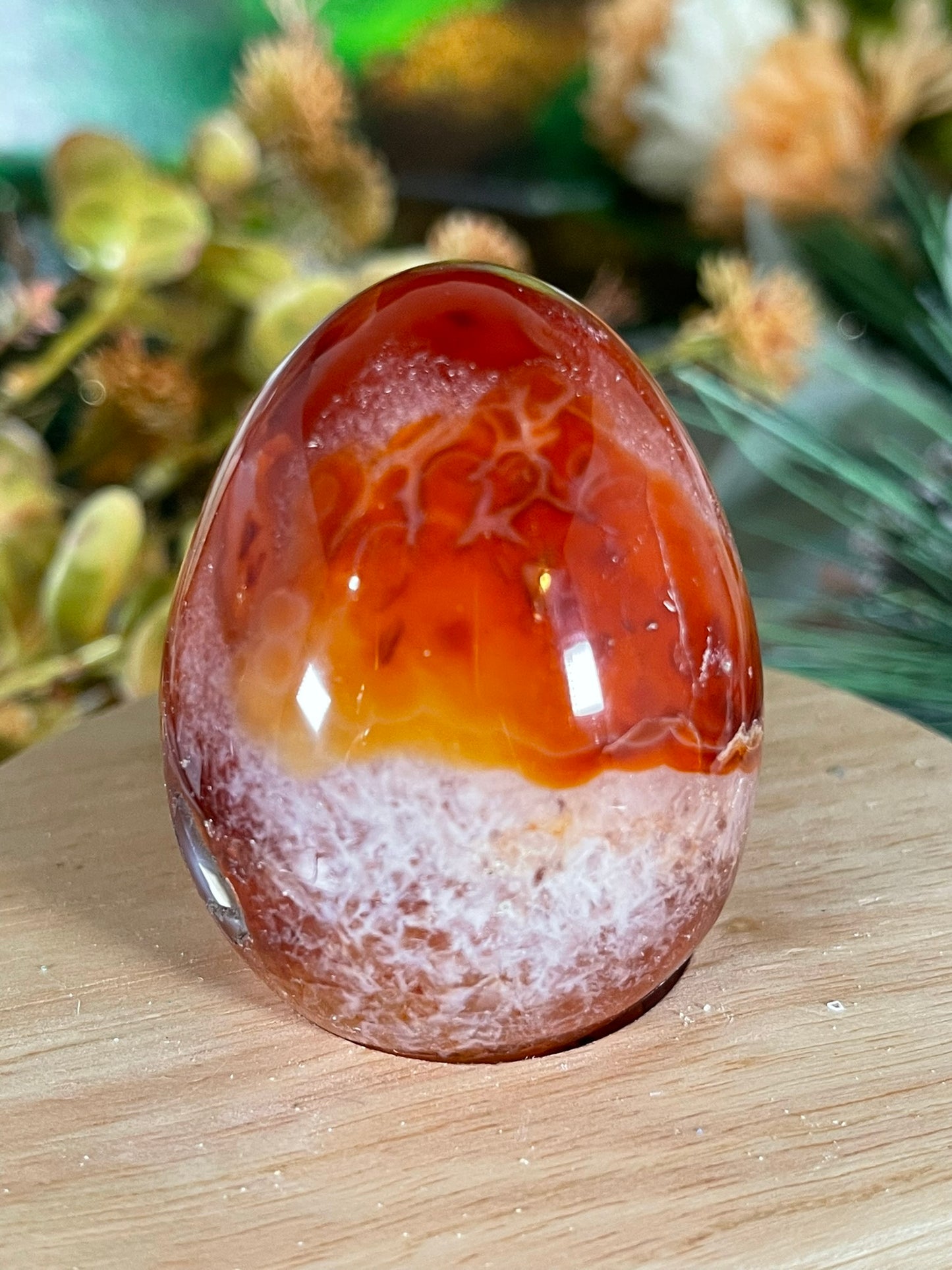 Carnilian Orange Agate Quartz Natural Earth Mined Crystal Polished Egg - 145g