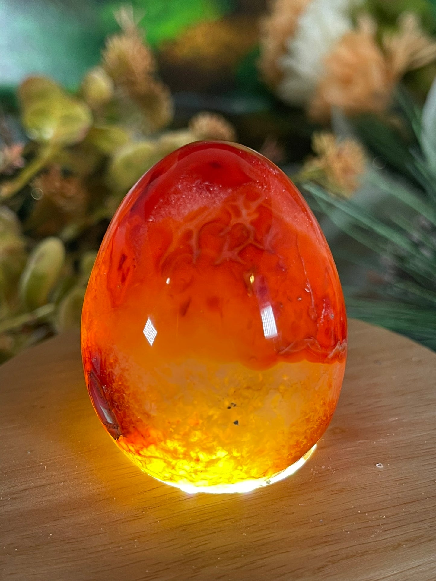 Carnilian Orange Agate Quartz Natural Earth Mined Crystal Polished Egg - 145g