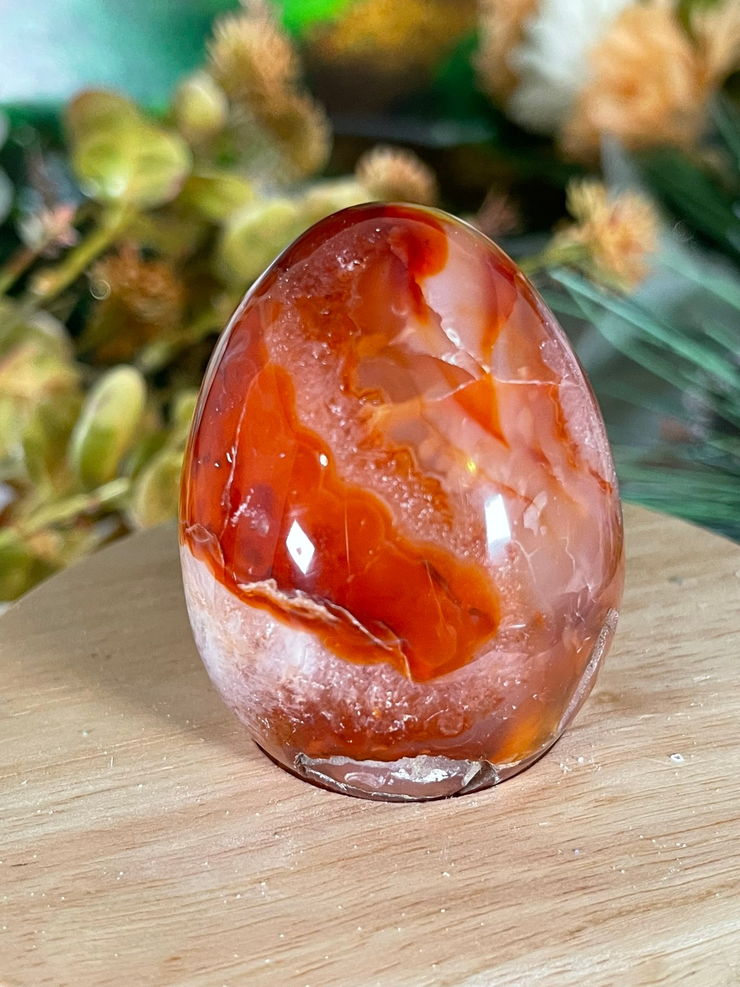 Carnilian Orange Agate Quartz Natural Earth Mined Crystal Polished Egg - 145g