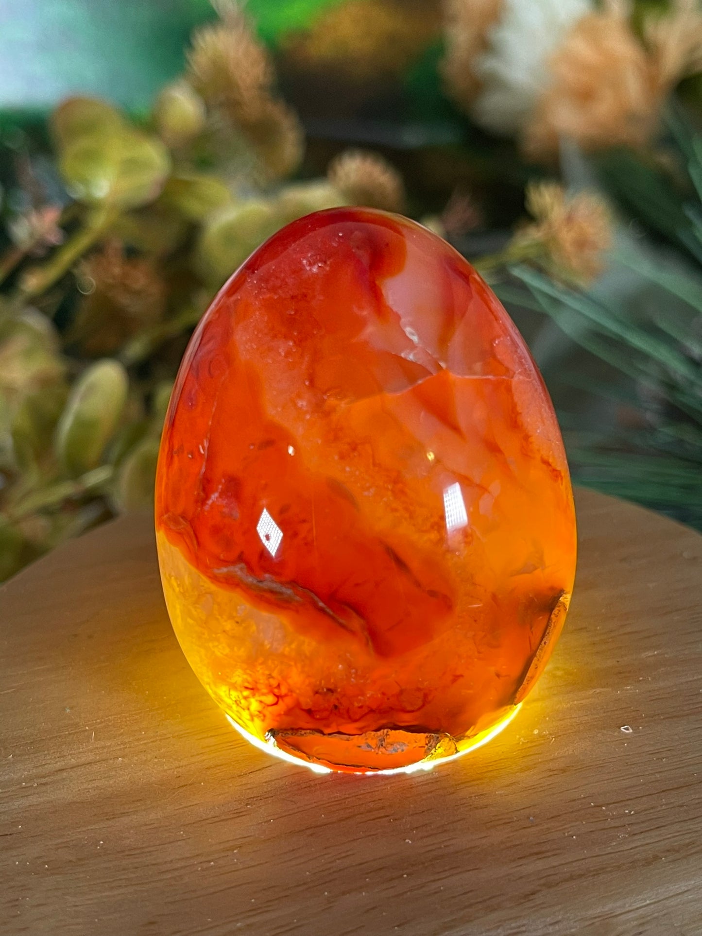 Carnilian Orange Agate Quartz Natural Earth Mined Crystal Polished Egg - 145g