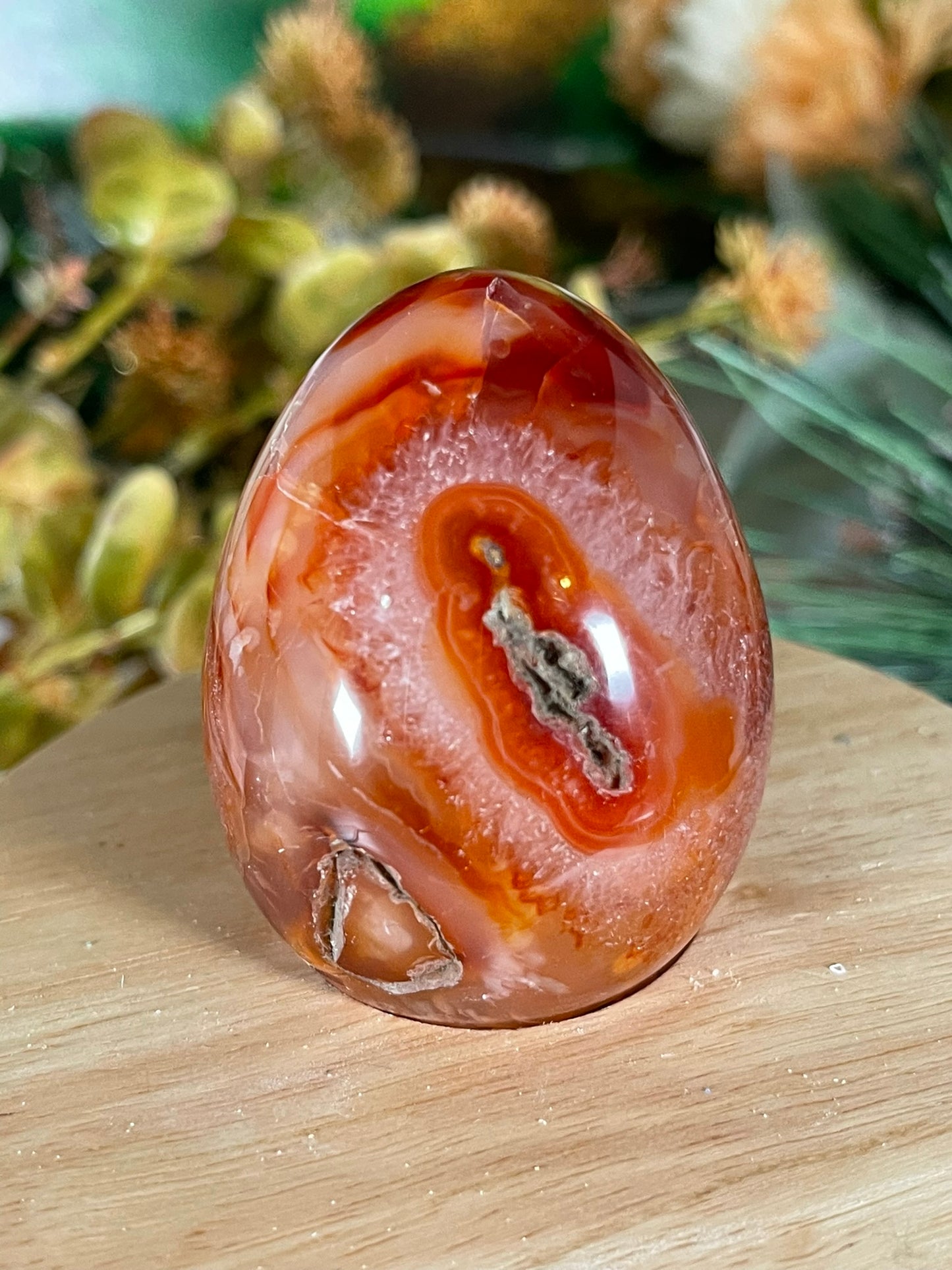 Carnilian Orange Agate Quartz Natural Earth Mined Crystal Polished Egg - 145g