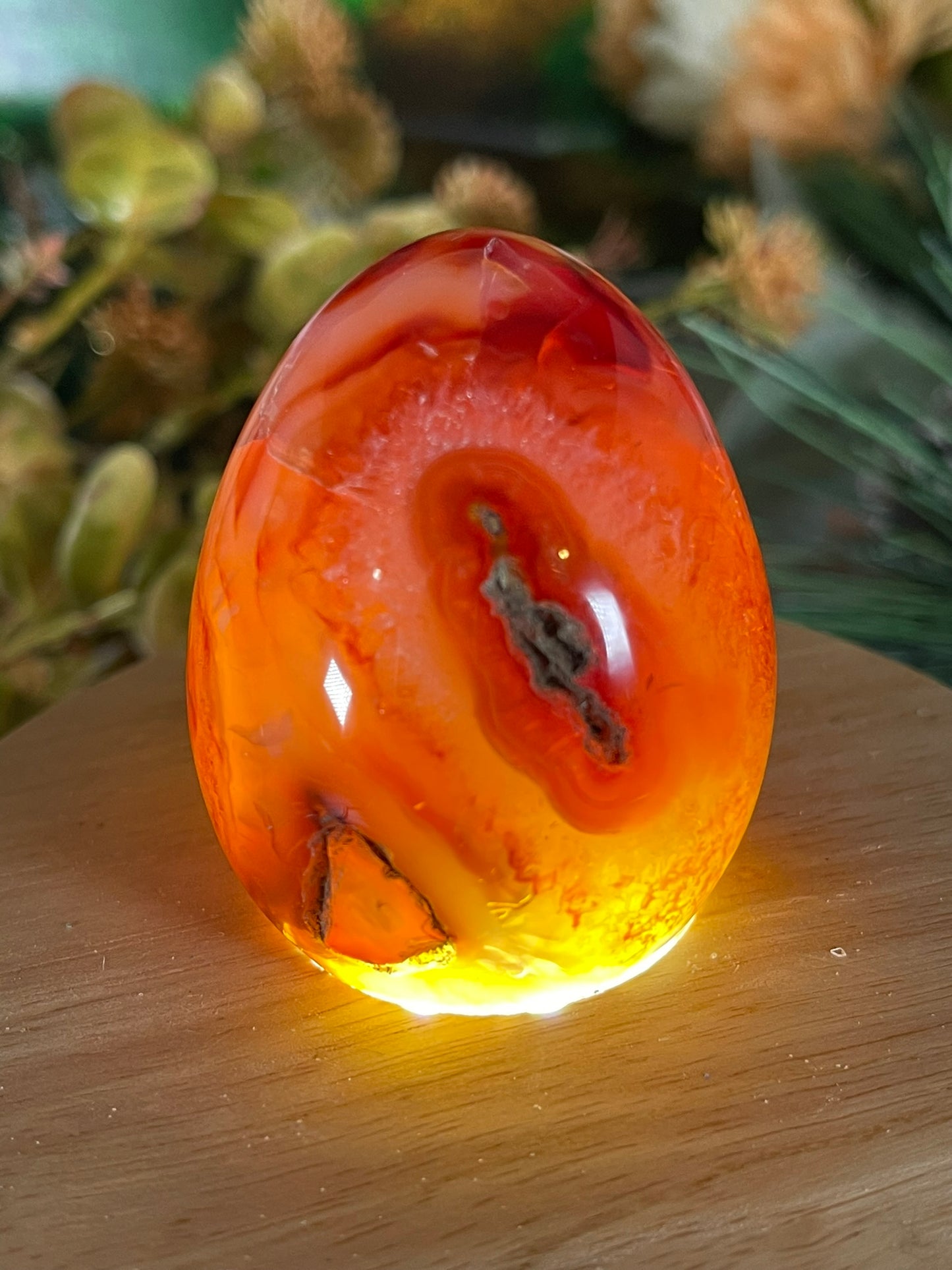 Carnilian Orange Agate Quartz Natural Earth Mined Crystal Polished Egg - 145g