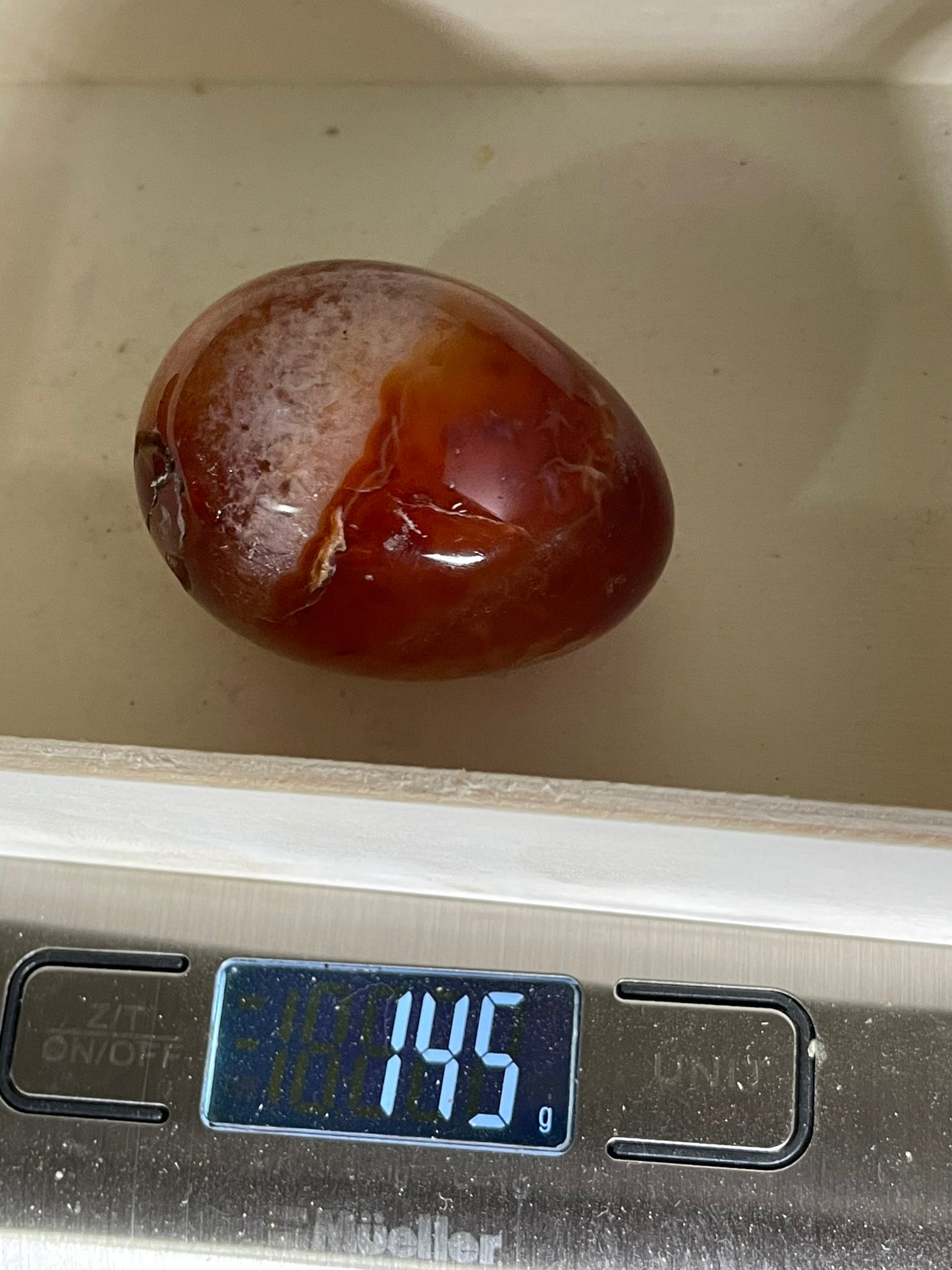 Carnilian Orange Agate Quartz Natural Earth Mined Crystal Polished Egg - 145g