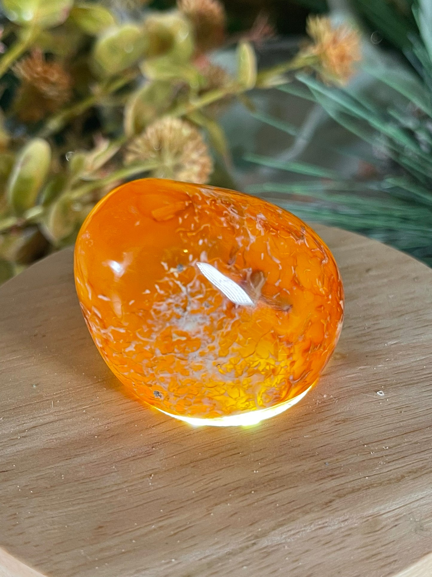 Carnilian Orange Agate Quartz Natural Earth Mined Crystal Polished Palm Stone - 91g