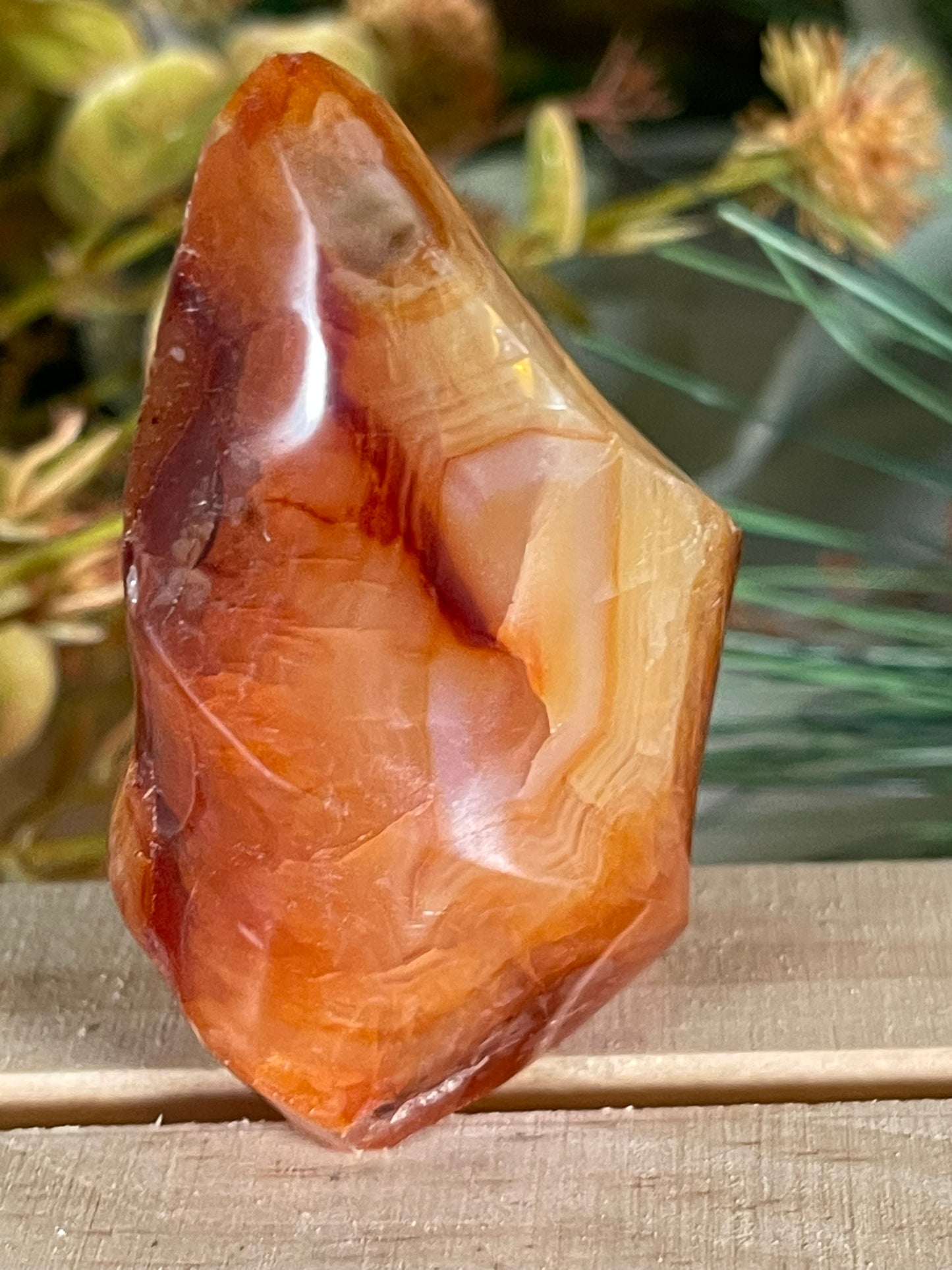 Carnilian Orange Agate Quartz Natural Earth Mined Crystal Polished Flame Stone - 93g