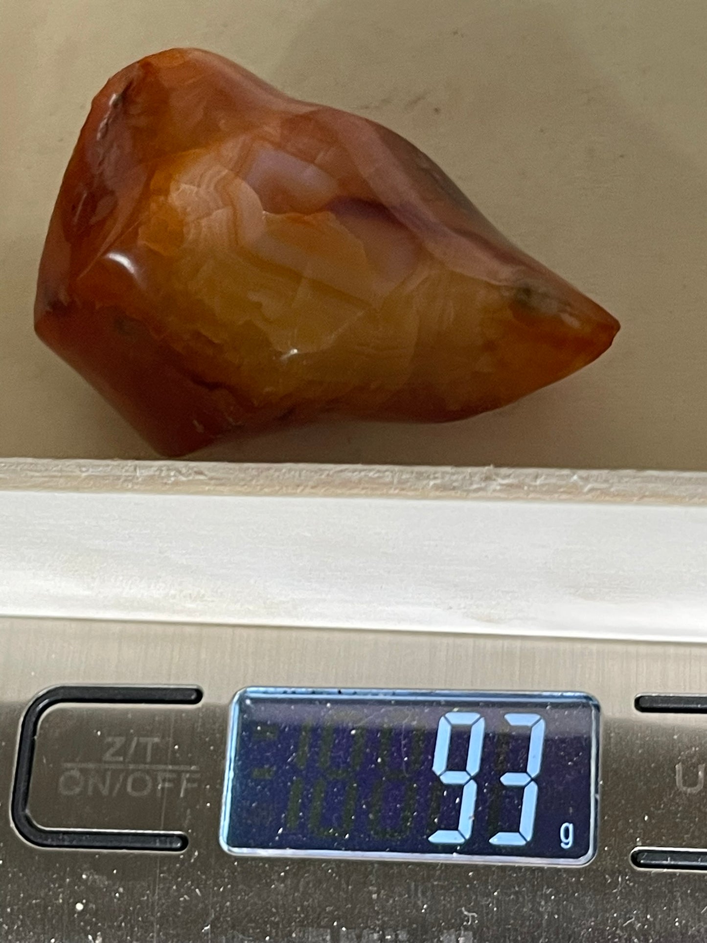 Carnilian Orange Agate Quartz Natural Earth Mined Crystal Polished Flame Stone - 93g