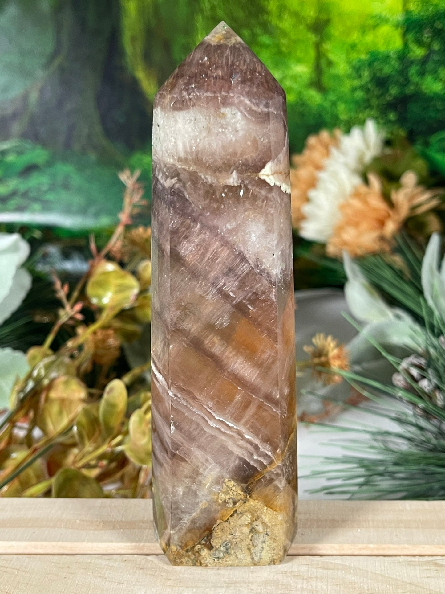 Tower - Rainbow Flourite Natural Stone Quartz Crystal Obelisk Point - 327g