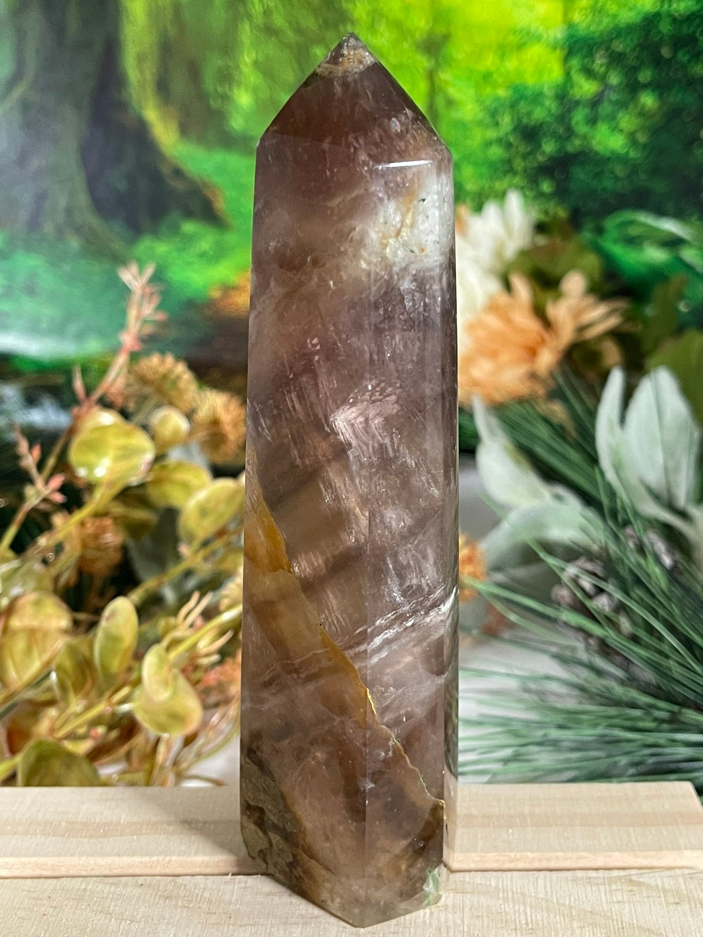 Tower - Rainbow Flourite Natural Stone Quartz Crystal Obelisk Point - 327g