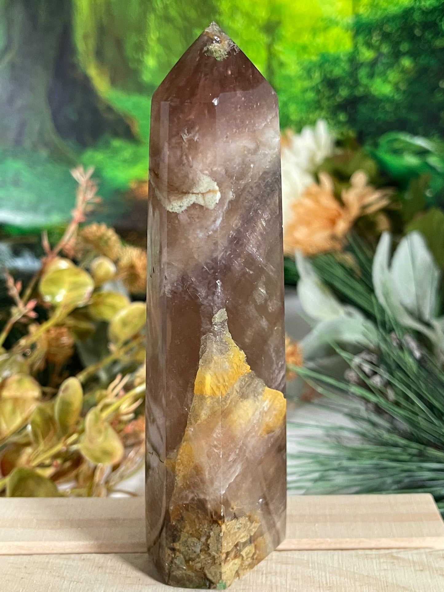 Tower - Rainbow Flourite Natural Stone Quartz Crystal Obelisk Point - 327g