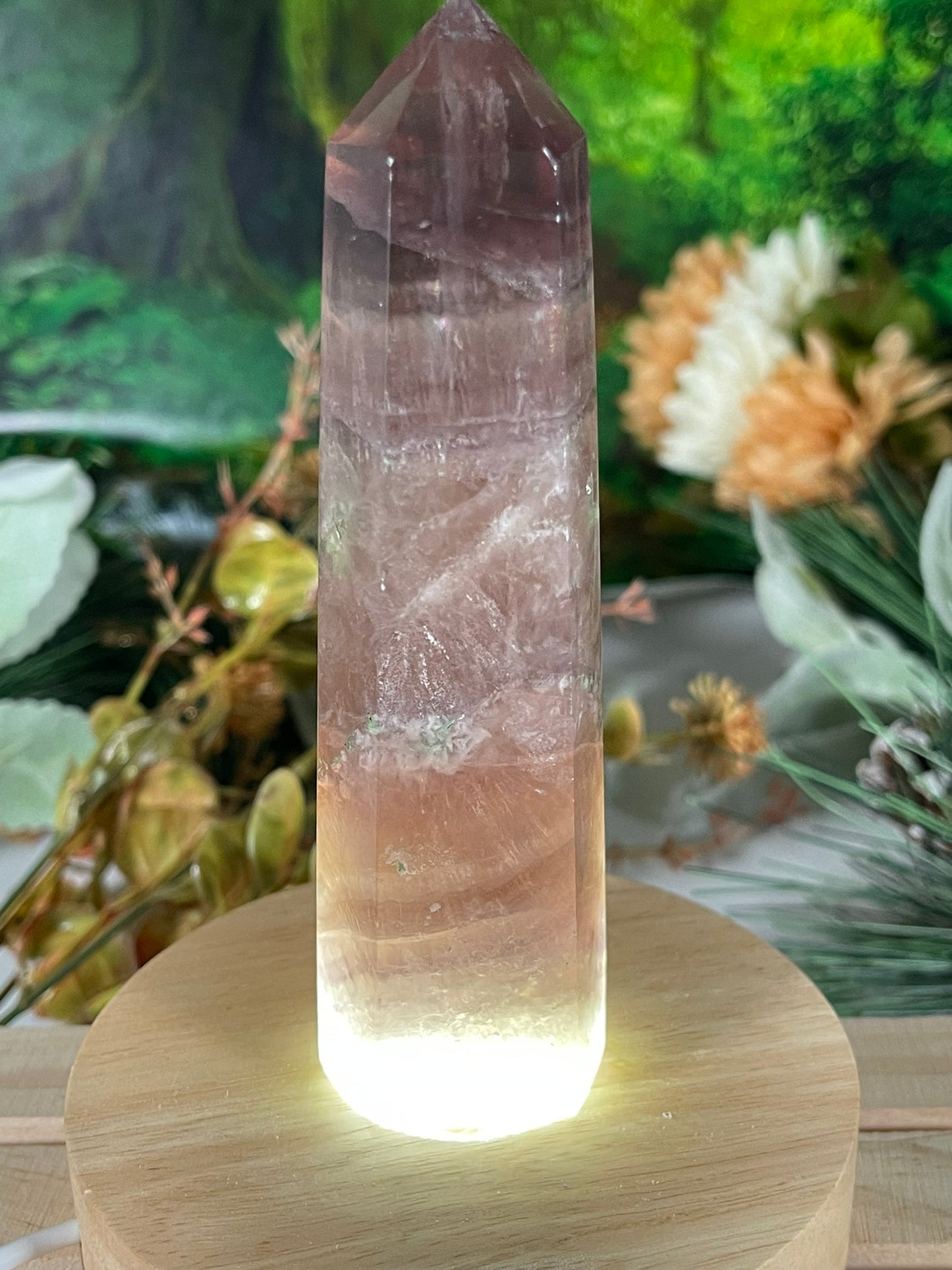 Tower - Rainbow Flourite Natural Stone Quartz Crystal Obelisk Point - 253g