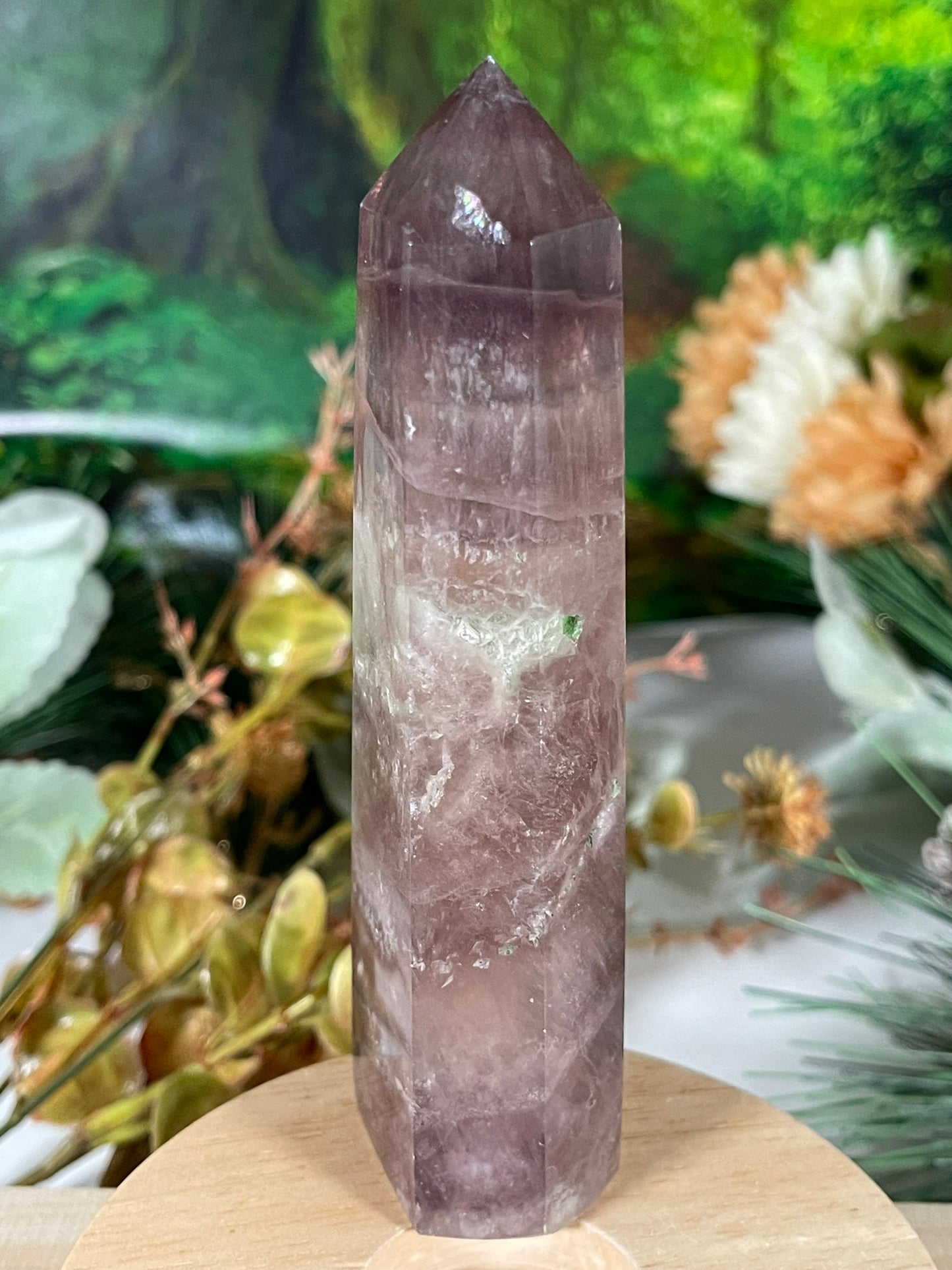 Tower - Rainbow Flourite Natural Stone Quartz Crystal Obelisk Point - 253g