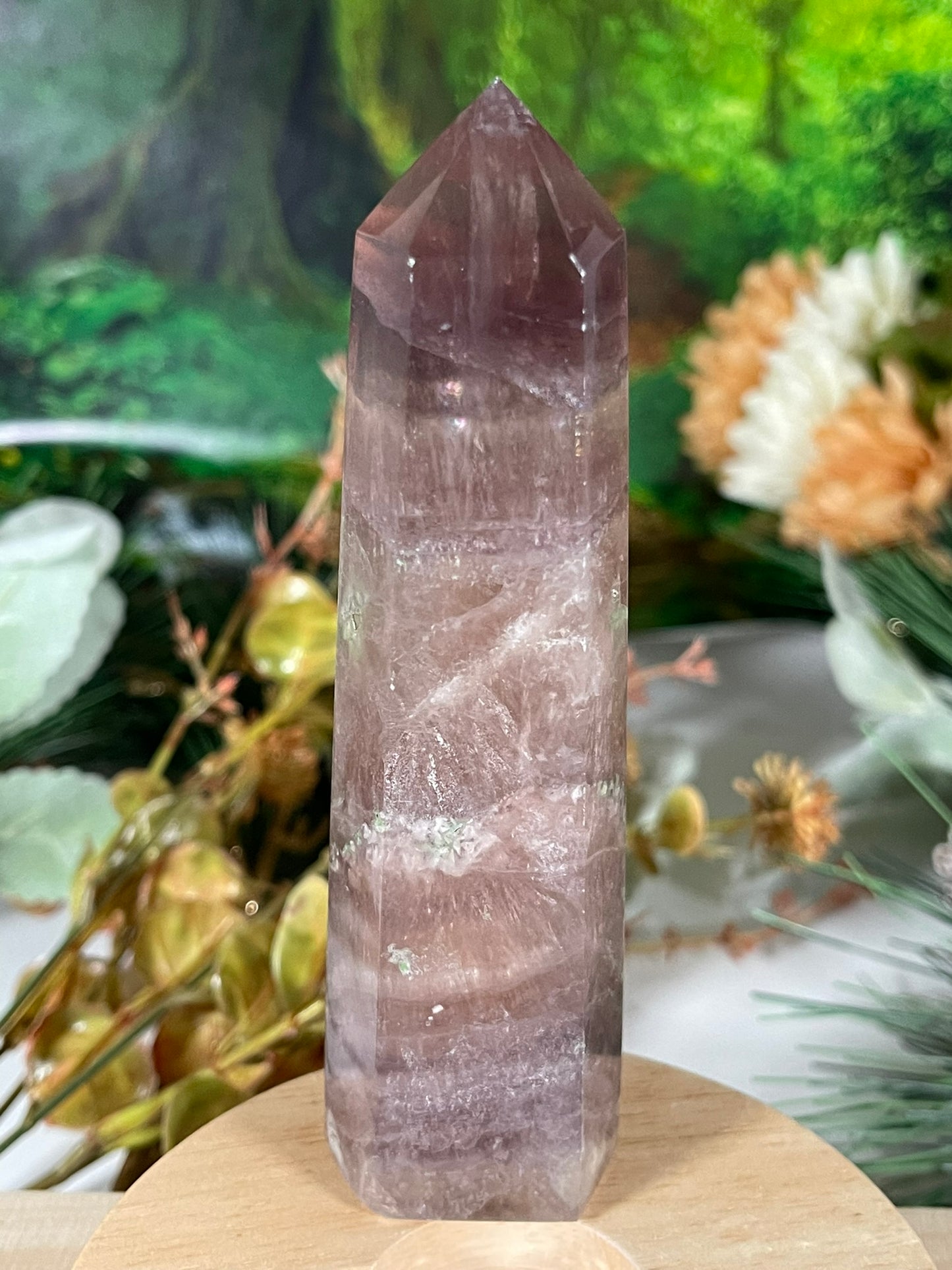 Tower - Rainbow Flourite Natural Stone Quartz Crystal Obelisk Point - 253g