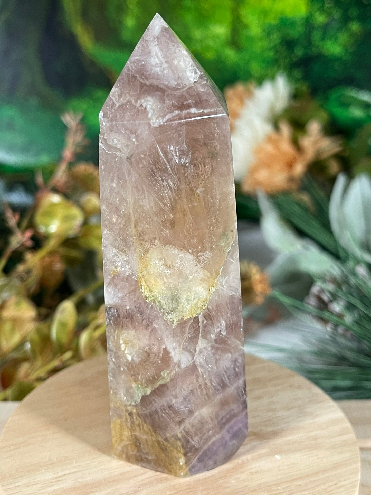 Tower - Rainbow Flourite Natural Stone Quartz Crystal Obelisk Point - 296g