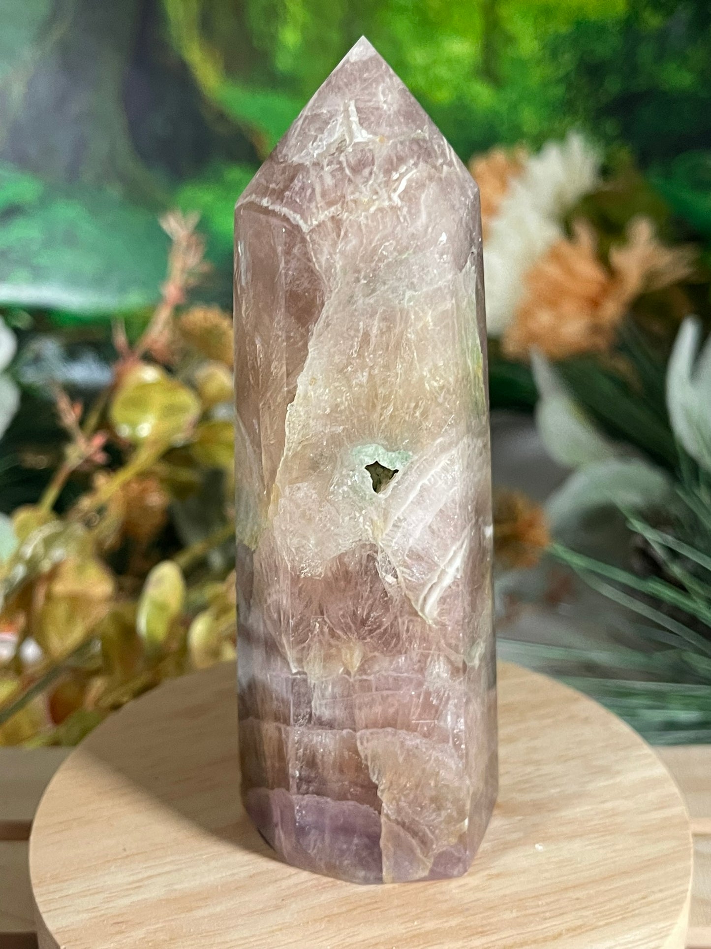 Tower - Rainbow Flourite Natural Stone Quartz Crystal Obelisk Point - 296g