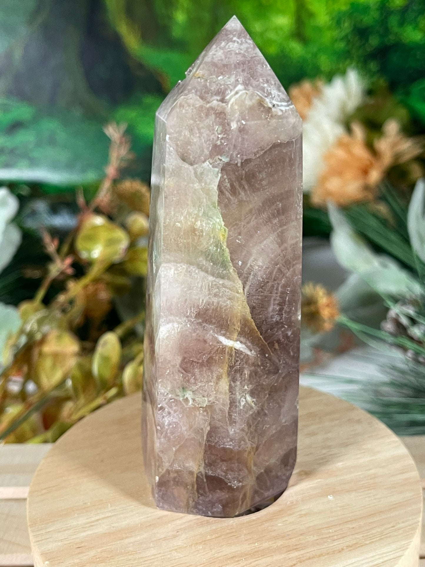 Tower - Rainbow Flourite Natural Stone Quartz Crystal Obelisk Point - 296g