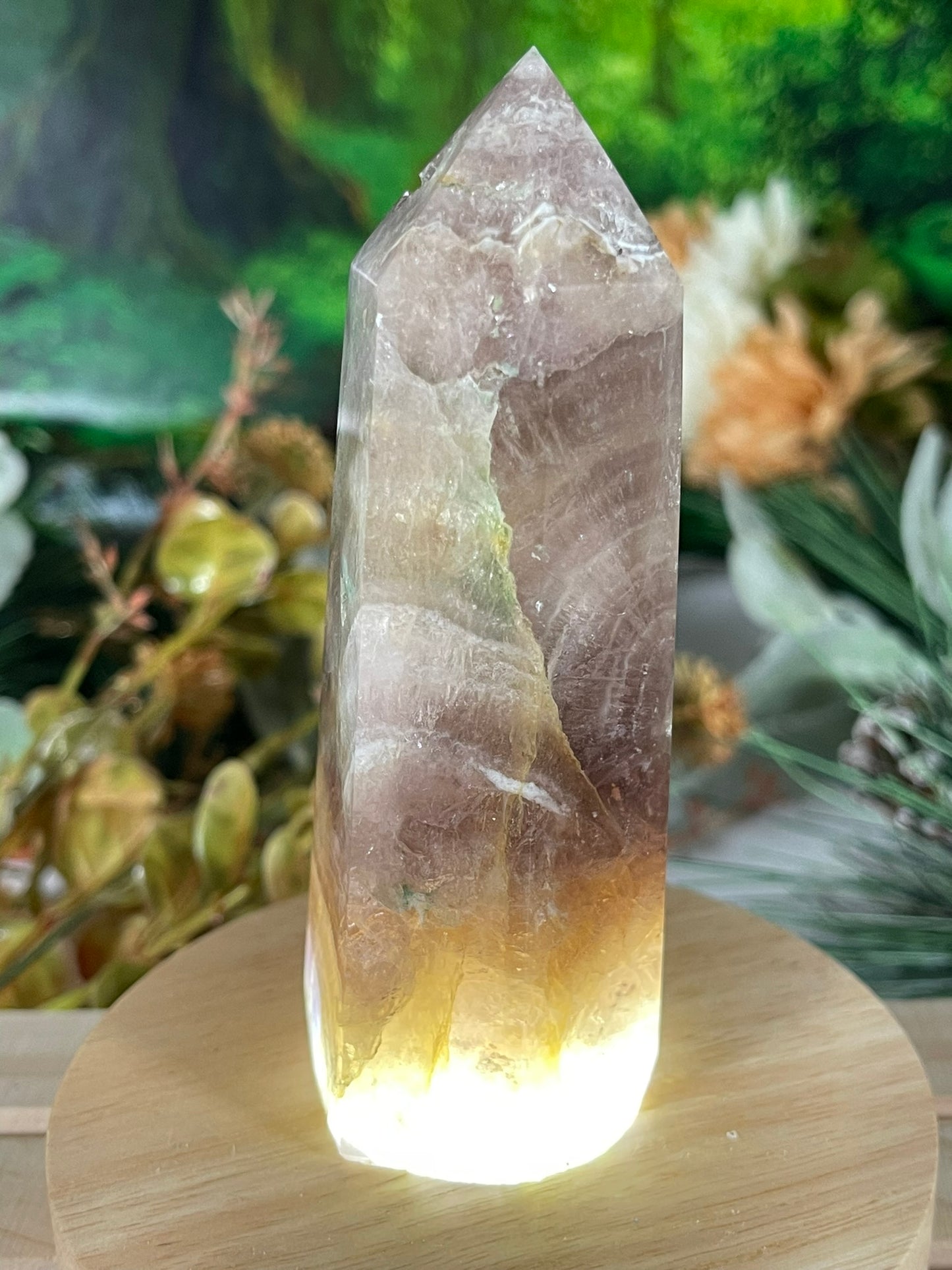 Tower - Rainbow Flourite Natural Stone Quartz Crystal Obelisk Point - 296g