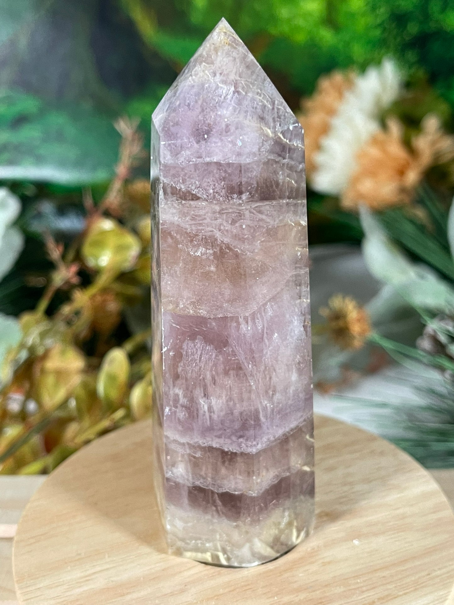 Tower - Rainbow Flourite Natural Stone Quartz Crystal Obelisk Point - 245g