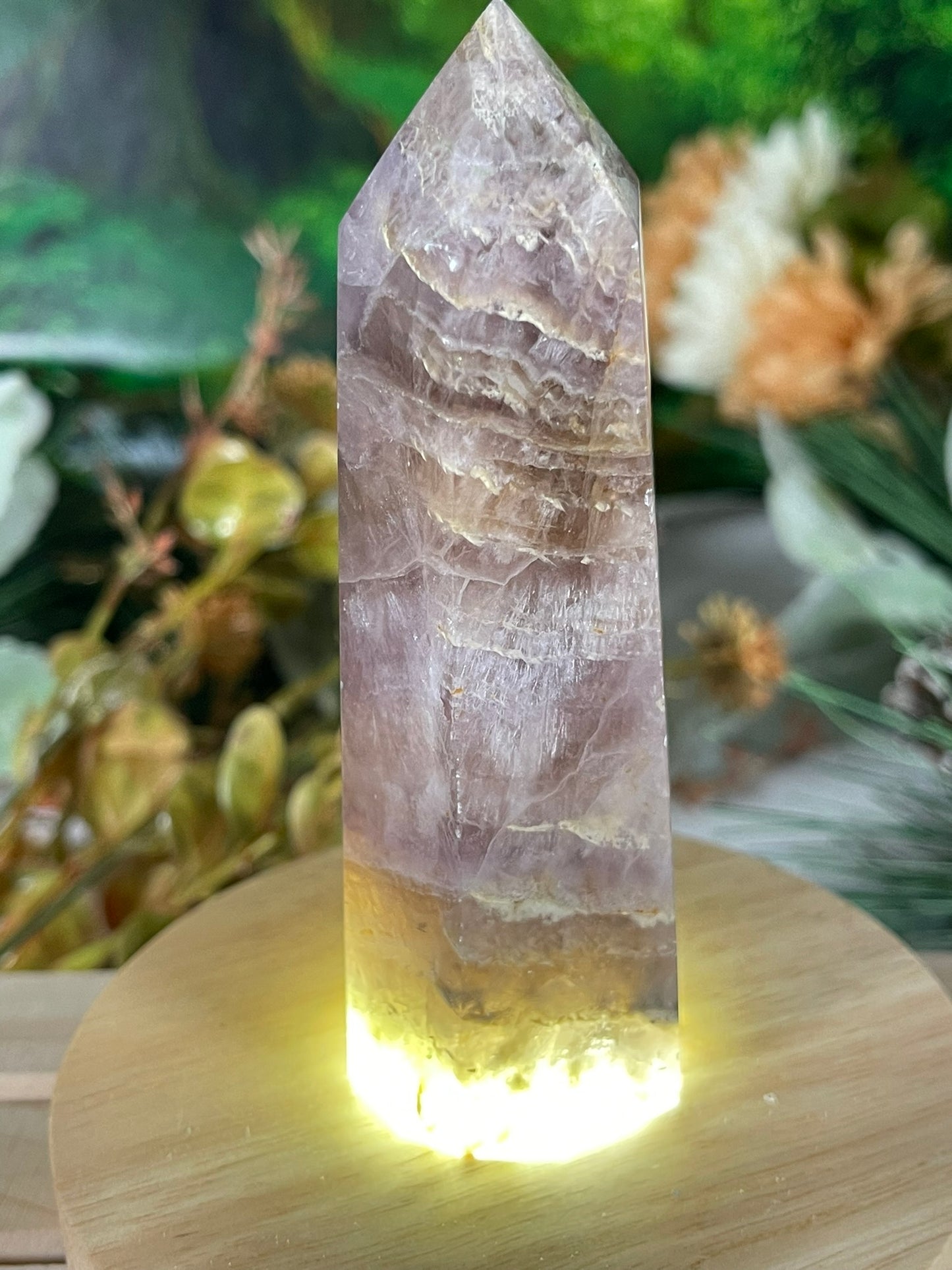 Tower - Rainbow Flourite Natural Stone Quartz Crystal Obelisk Point - 245g