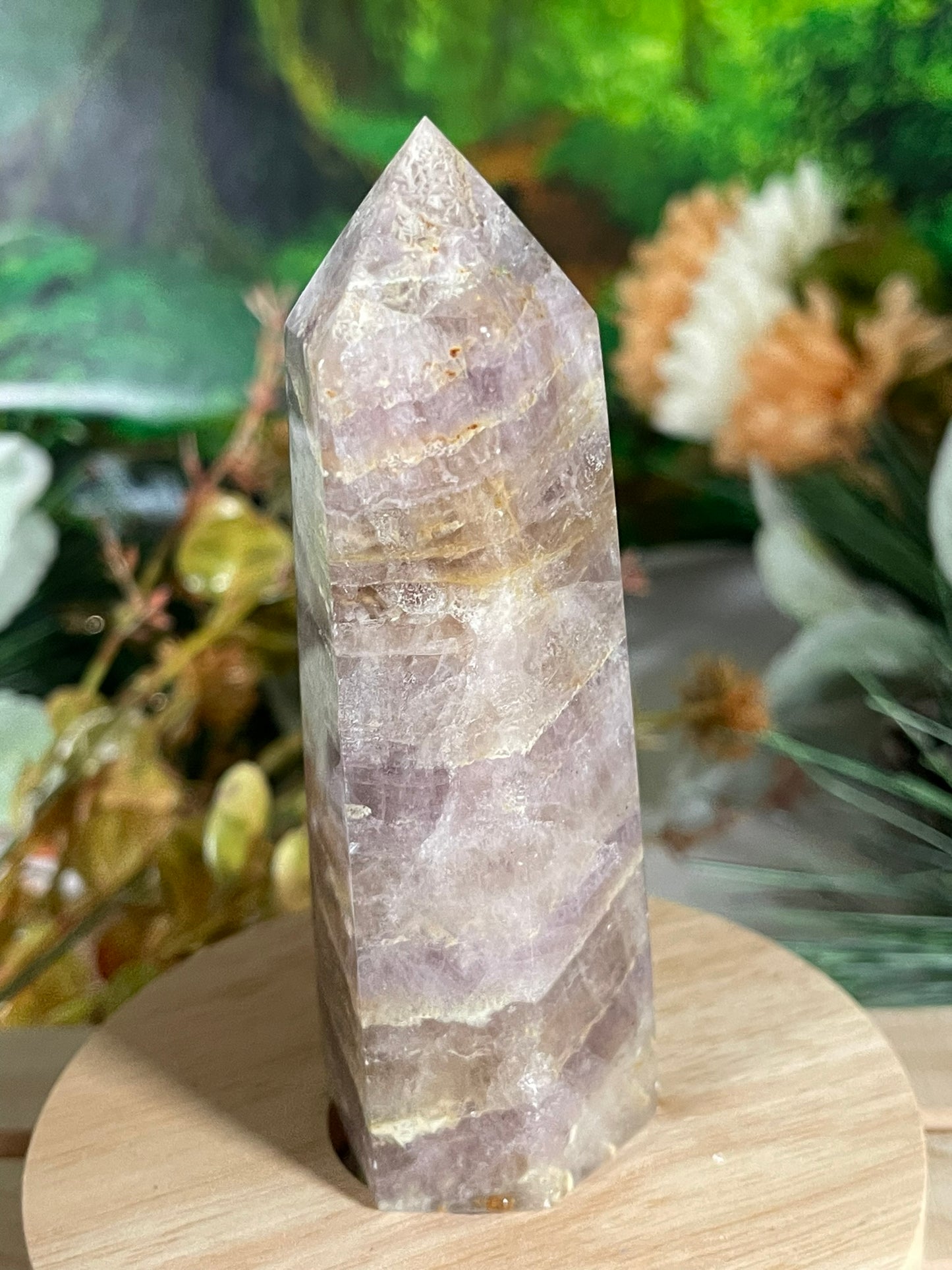 Tower - Rainbow Flourite Natural Stone Quartz Crystal Obelisk Point - 245g