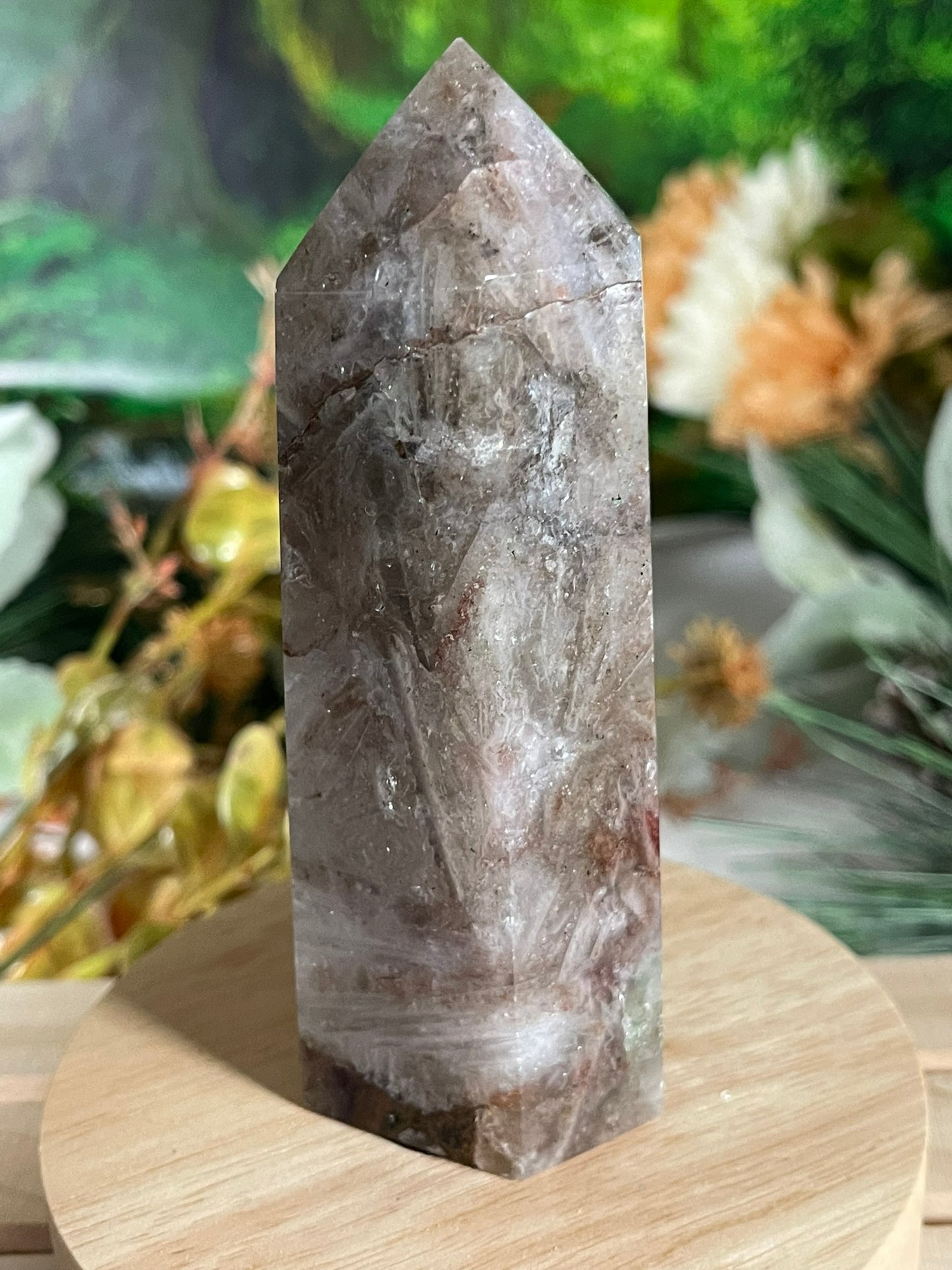 Tower - Rainbow Flourite Natural Stone Quartz Crystal Obelisk Point - 315g