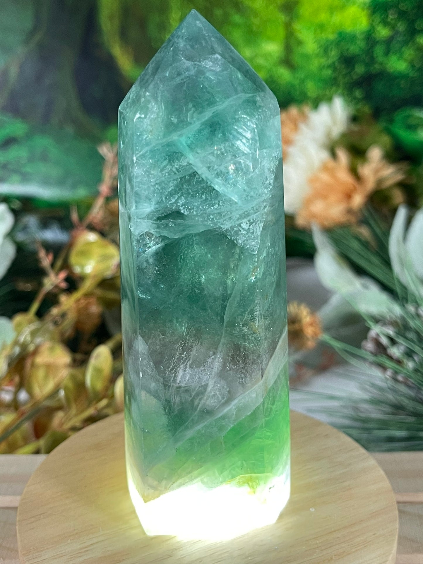 Tower - Rainbow Flourite Natural Stone Quartz Crystal Obelisk Point - 380g