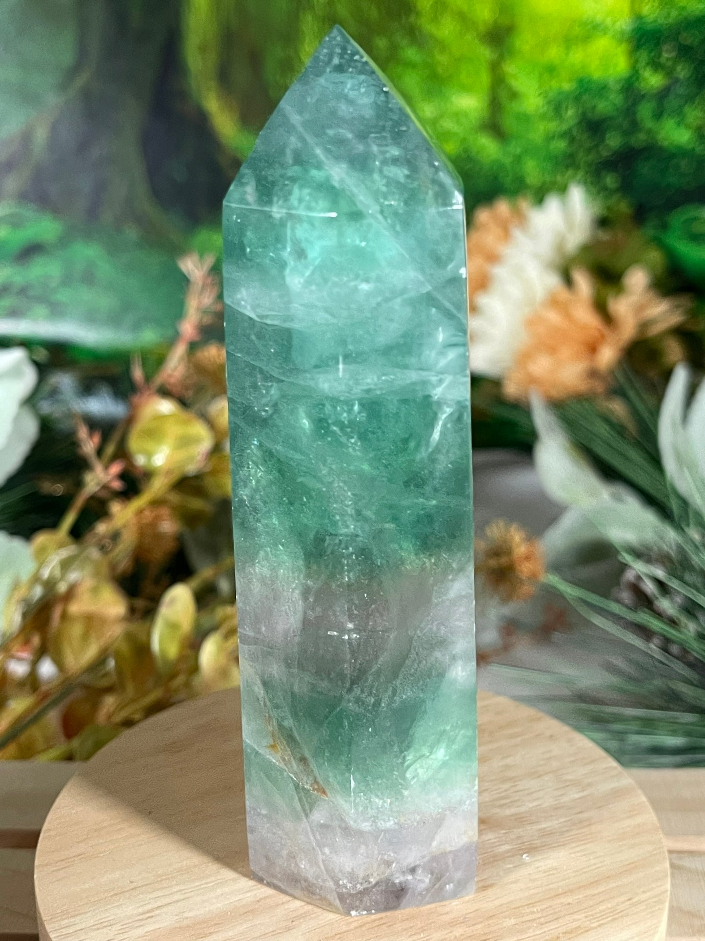 Tower - Rainbow Flourite Natural Stone Quartz Crystal Obelisk Point - 380g