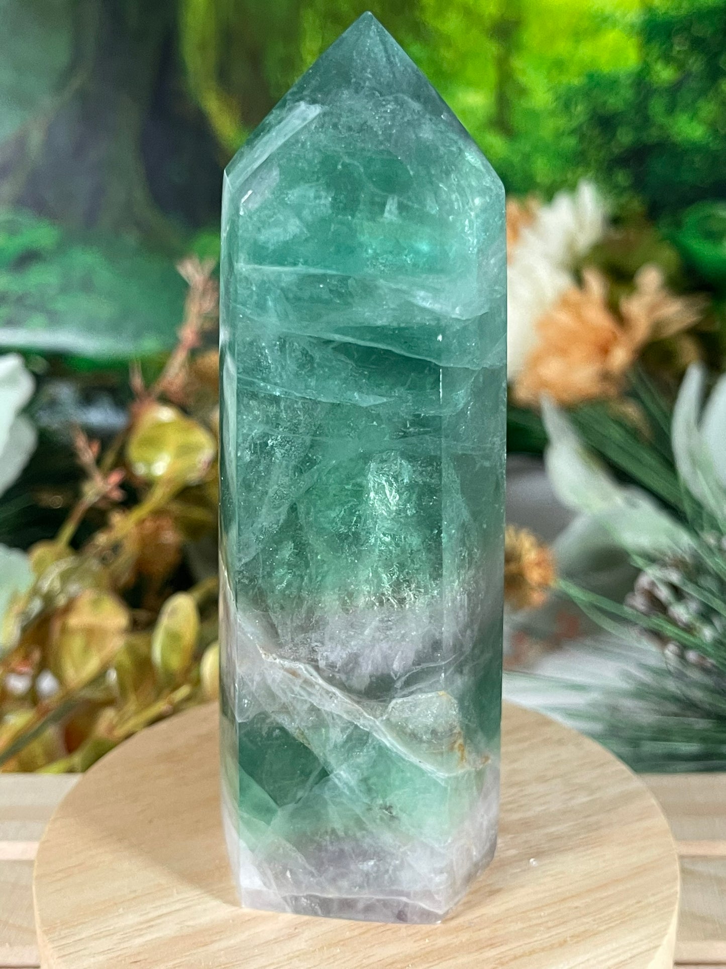 Tower - Rainbow Flourite Natural Stone Quartz Crystal Obelisk Point - 380g