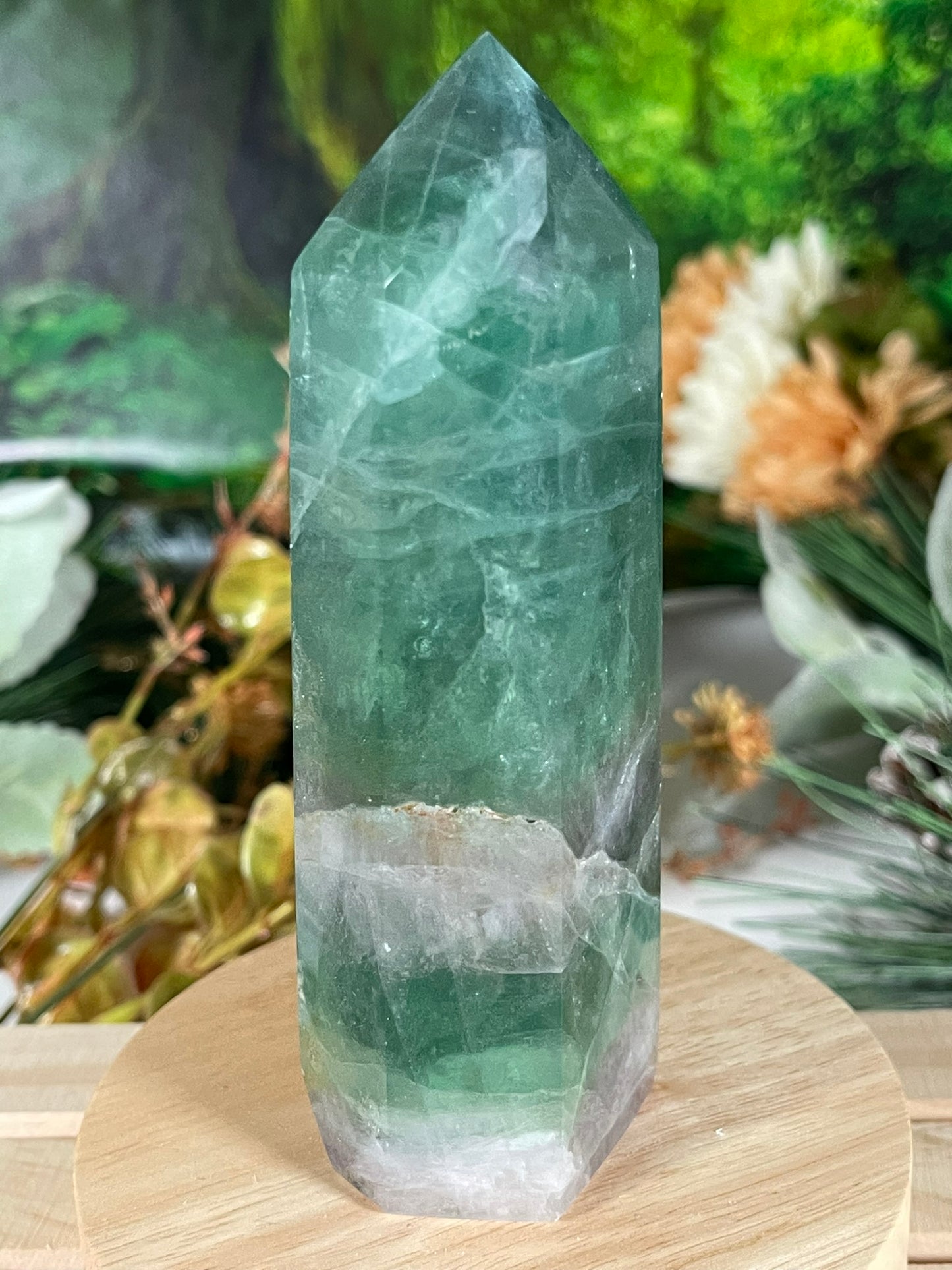 Tower - Rainbow Flourite Natural Stone Quartz Crystal Obelisk Point - 380g