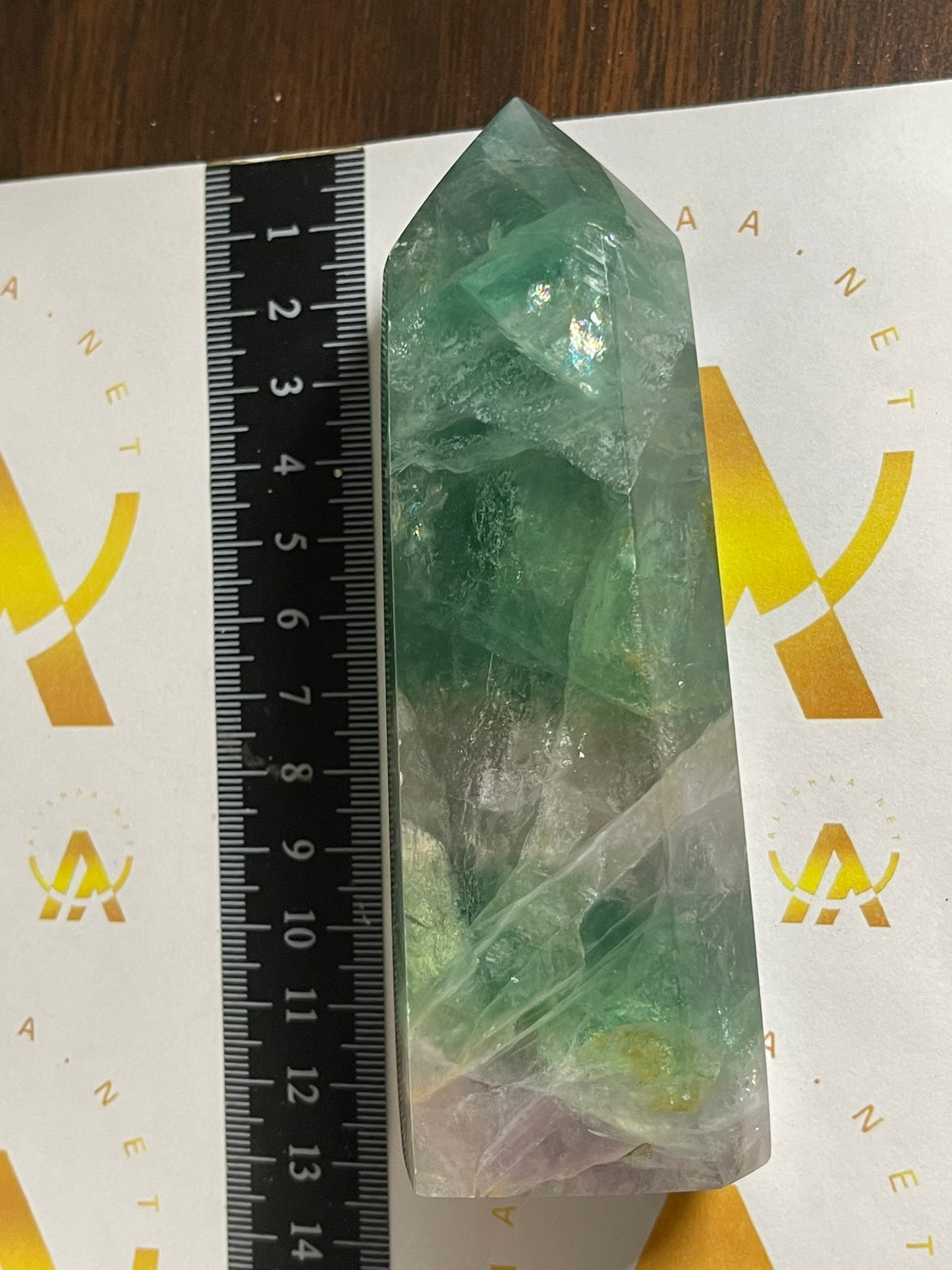 Tower - Rainbow Flourite Natural Stone Quartz Crystal Obelisk Point - 380g