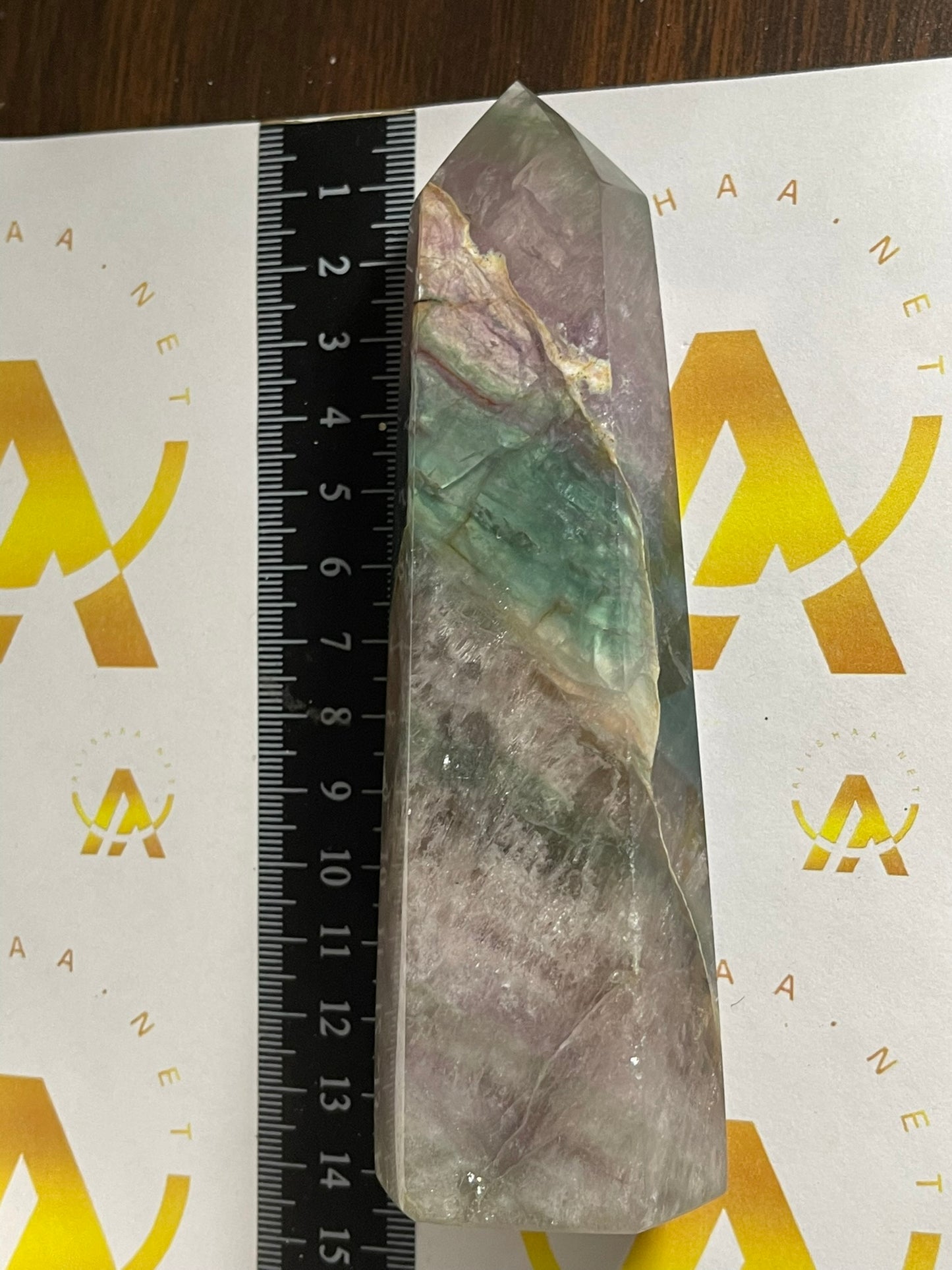 Tower - Rainbow Flourite Natural Stone Quartz Crystal Obelisk Point - 372g