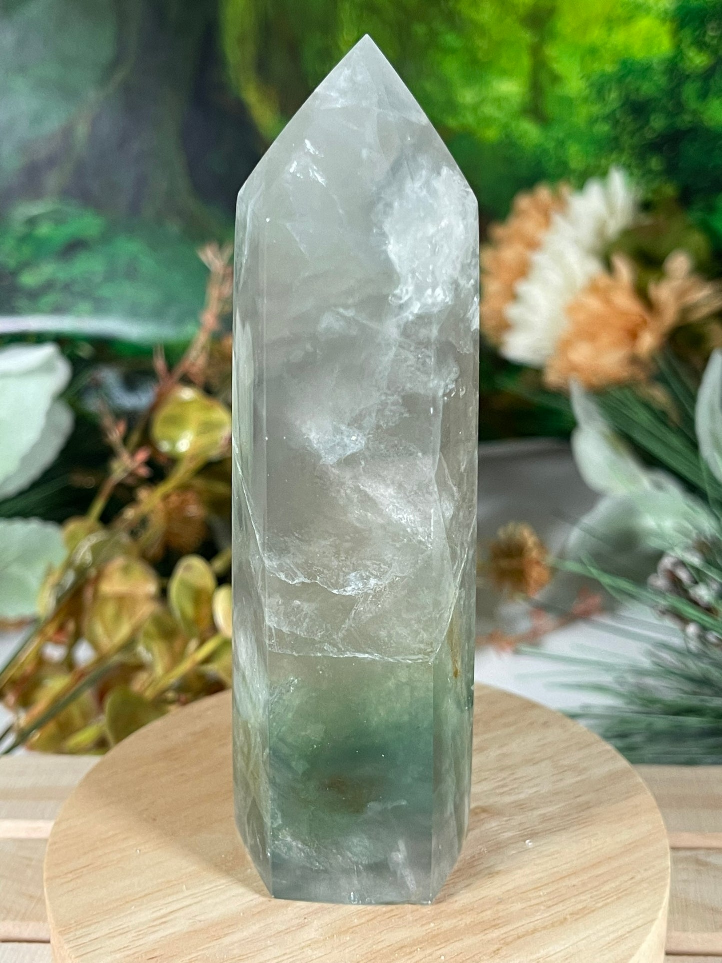 Tower - Rainbow Flourite Natural Stone Quartz Crystal Obelisk Point - 323g